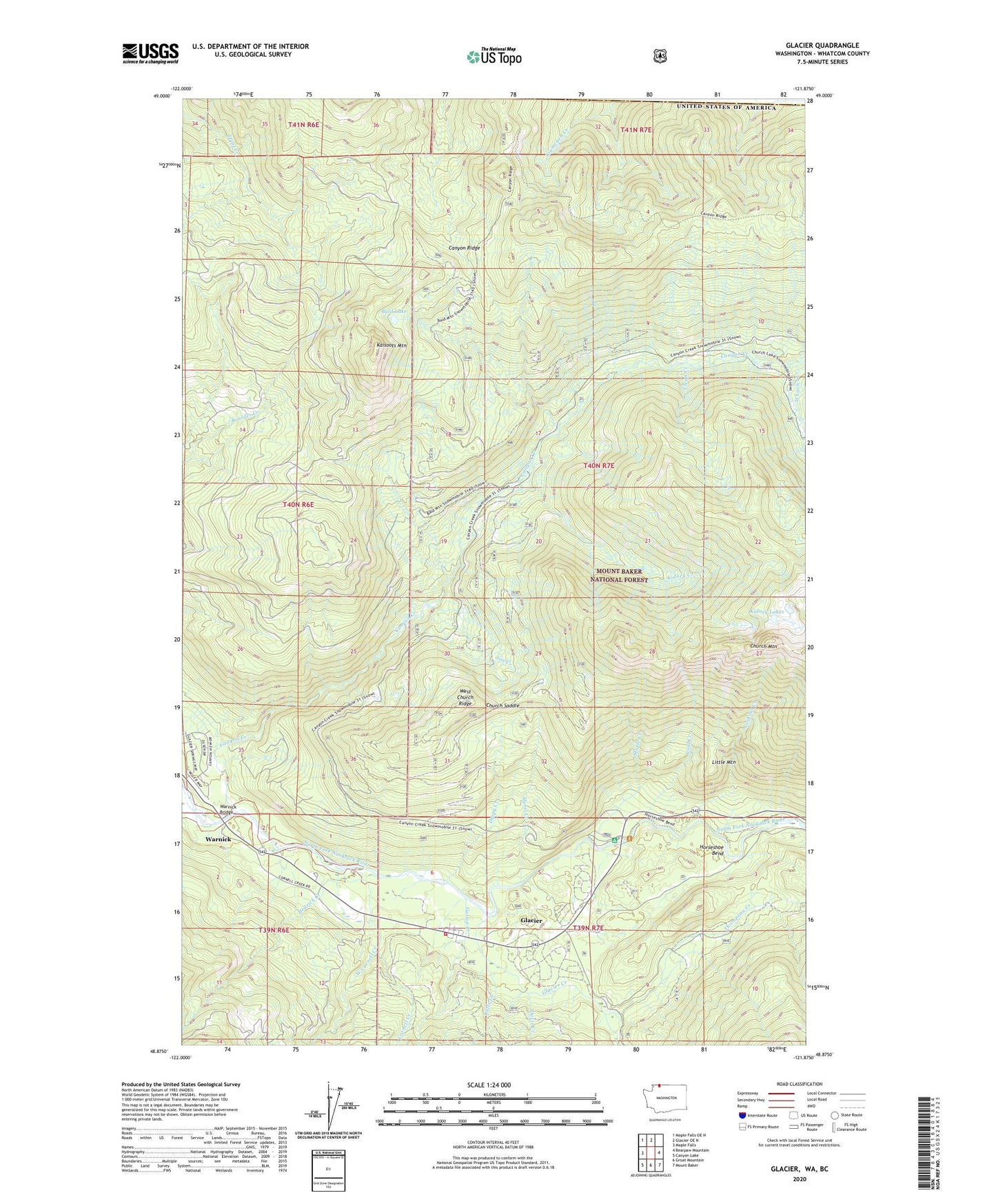 Glacier Washington US Topo Map Image