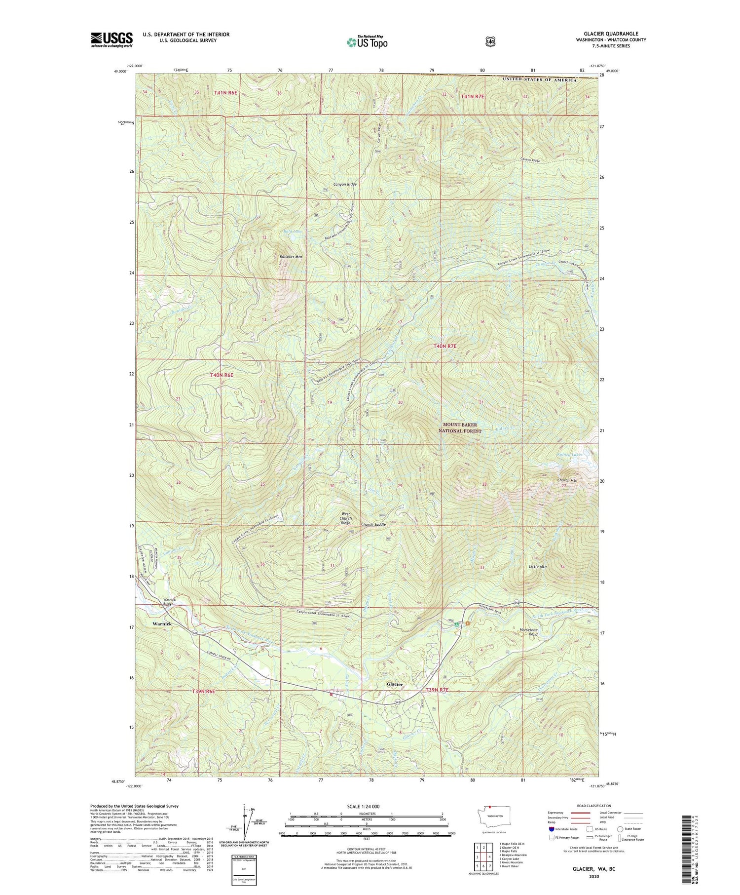 Glacier Washington US Topo Map Image