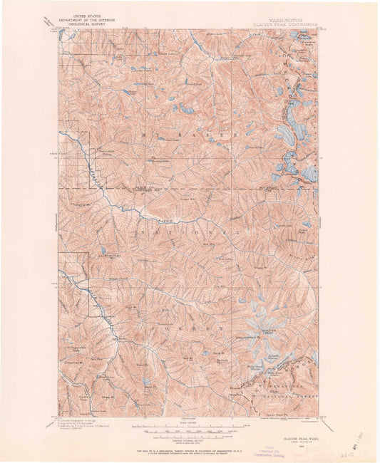 Historic 1899 Glacier Peak Washington 30'x30' Topo Map Image