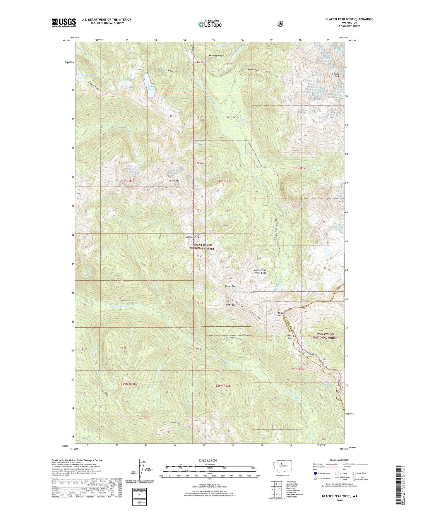 Glacier Peak West Washington US Topo Map Image