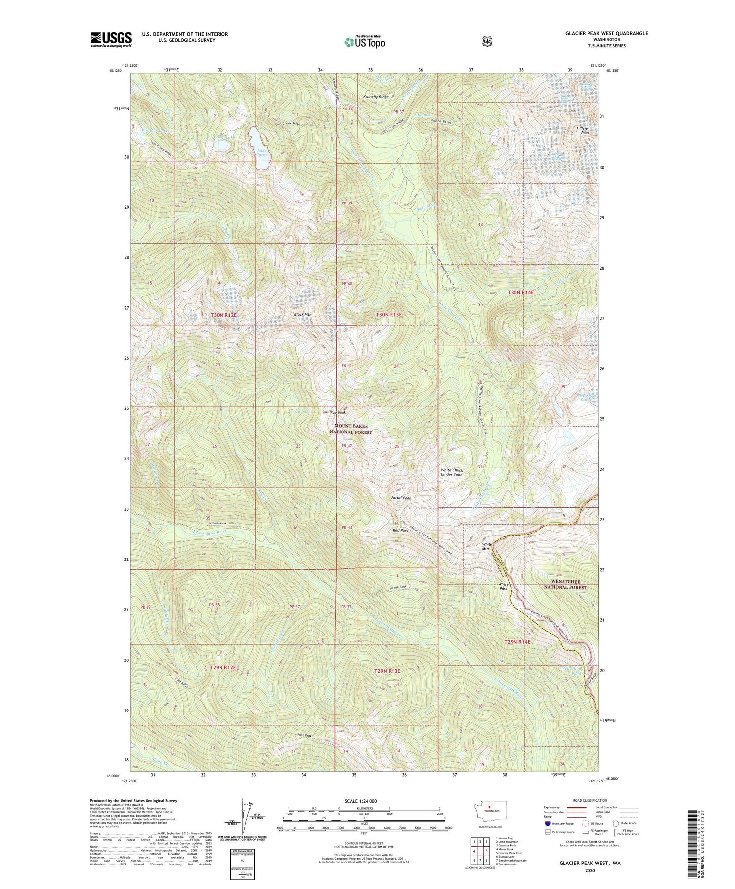 Glacier Peak West Washington US Topo Map Image
