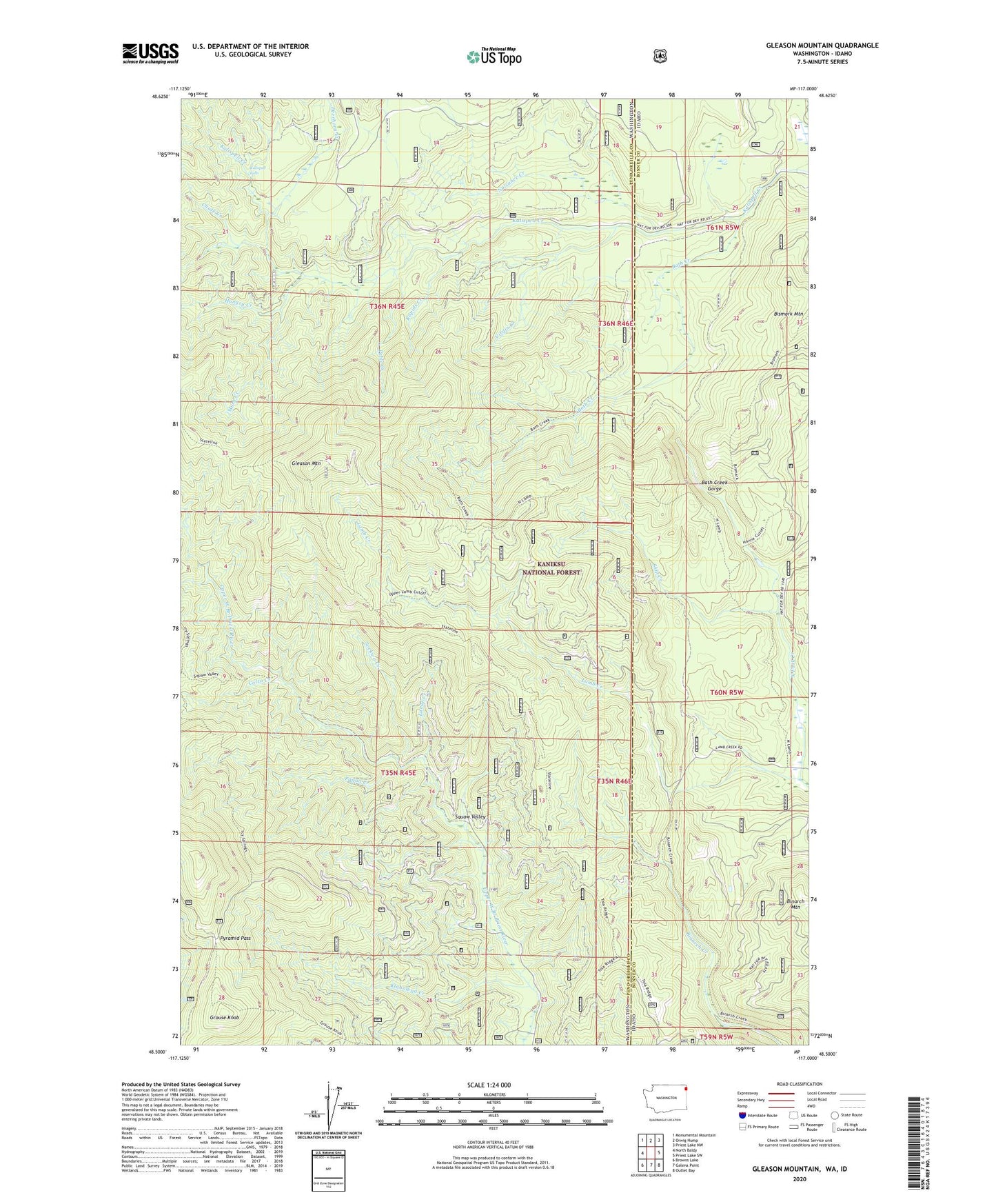 Gleason Mountain Washington US Topo Map Image