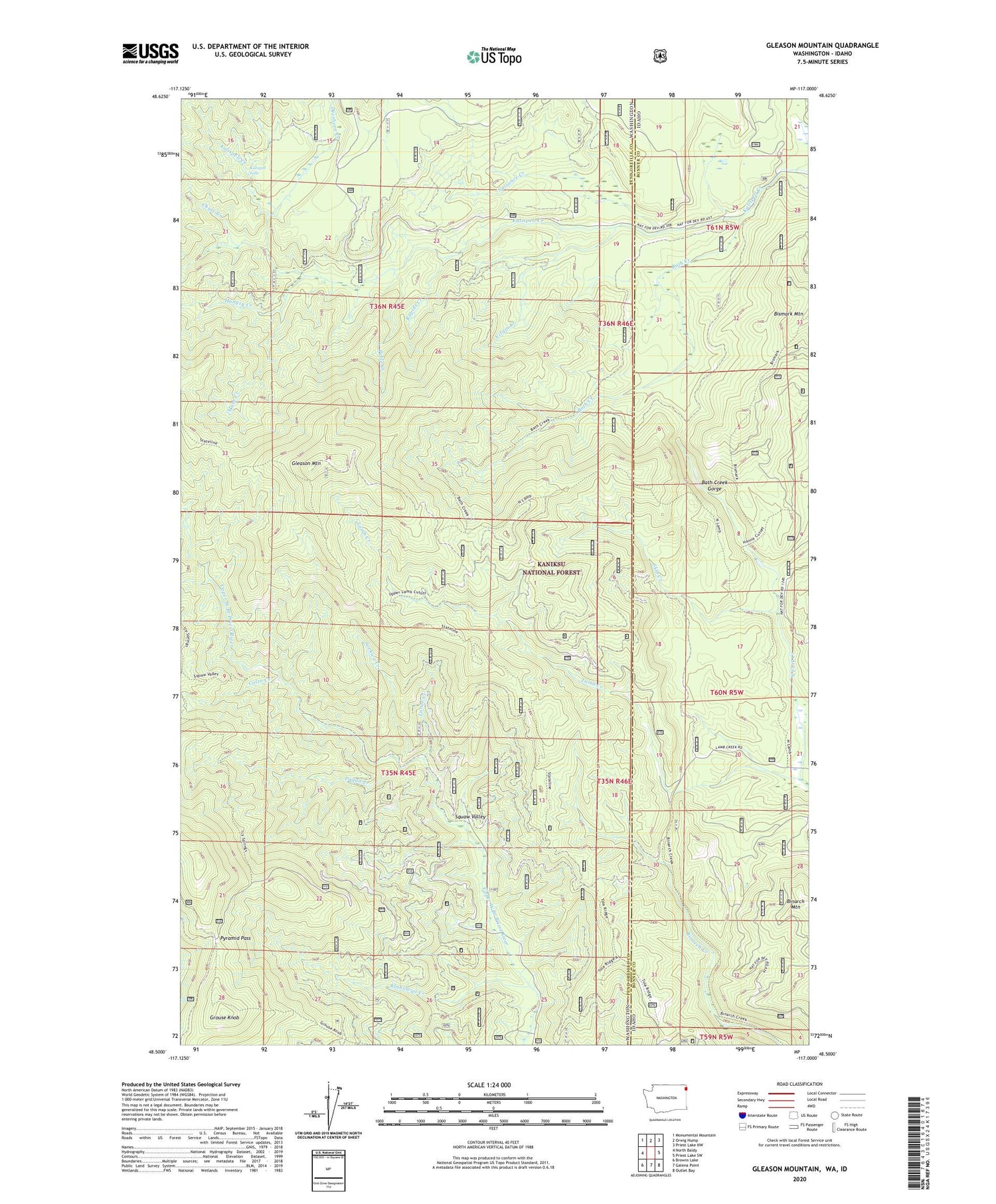 Gleason Mountain Washington US Topo Map Image