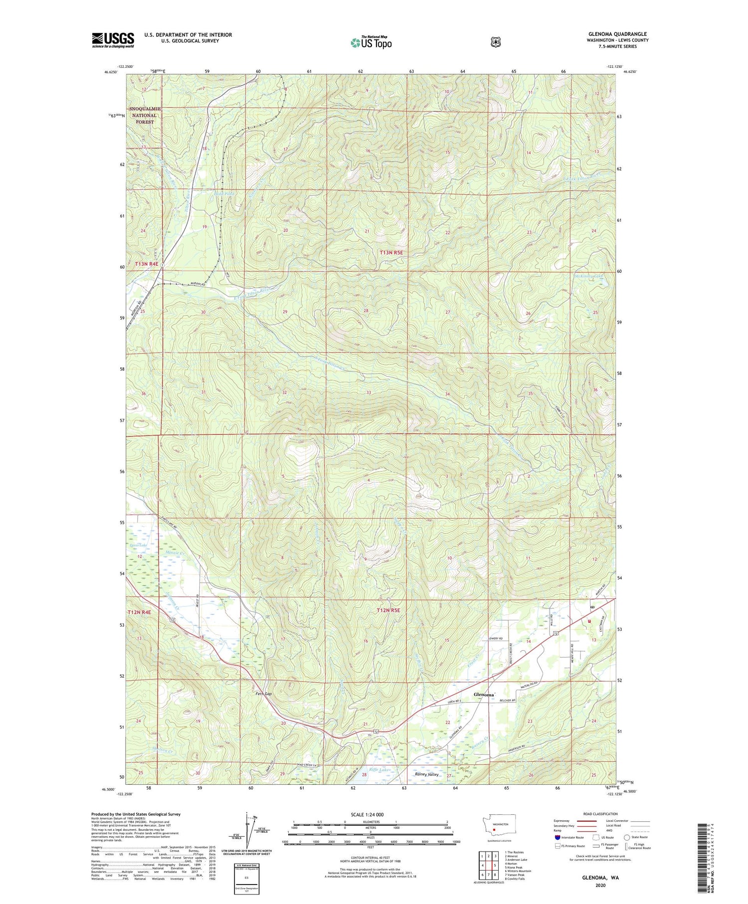 Glenoma Washington US Topo Map Image