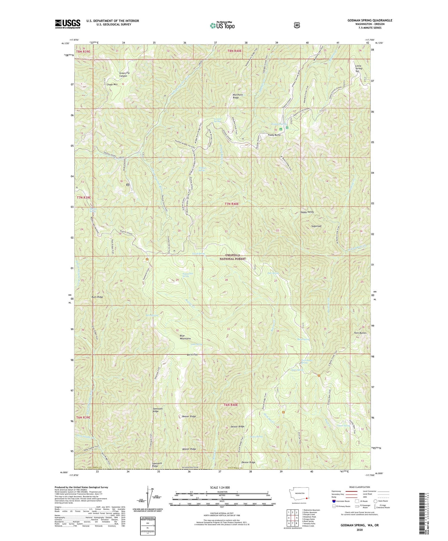 Godman Spring Washington US Topo Map Image