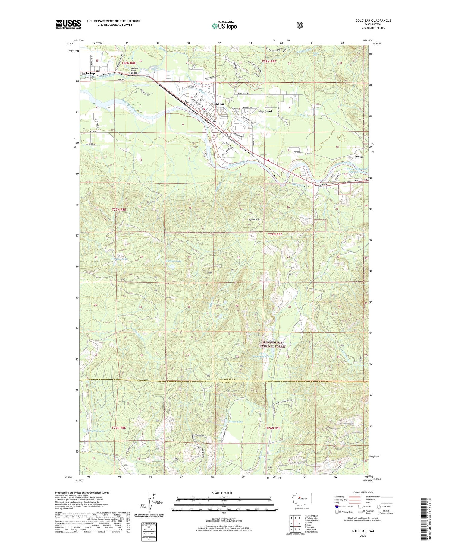 Gold Bar Washington US Topo Map Image