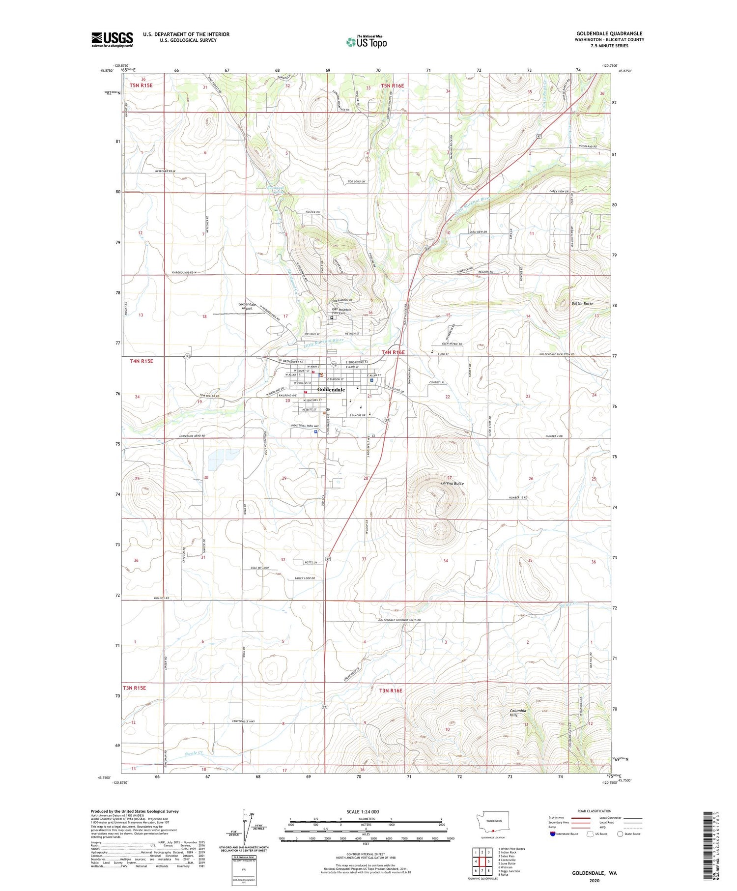 Goldendale Washington US Topo Map Image