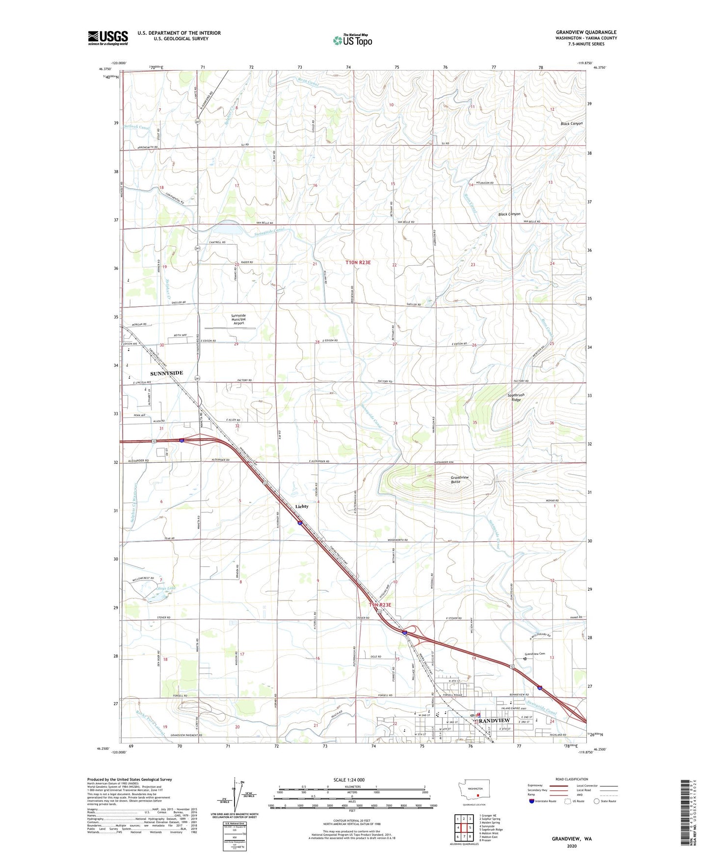 Grandview Washington US Topo Map Image