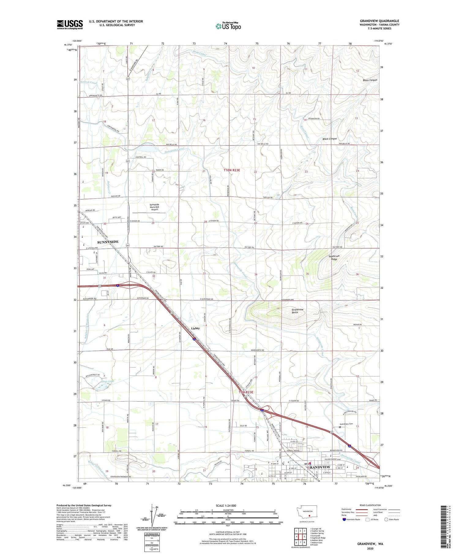 Grandview Washington US Topo Map Image