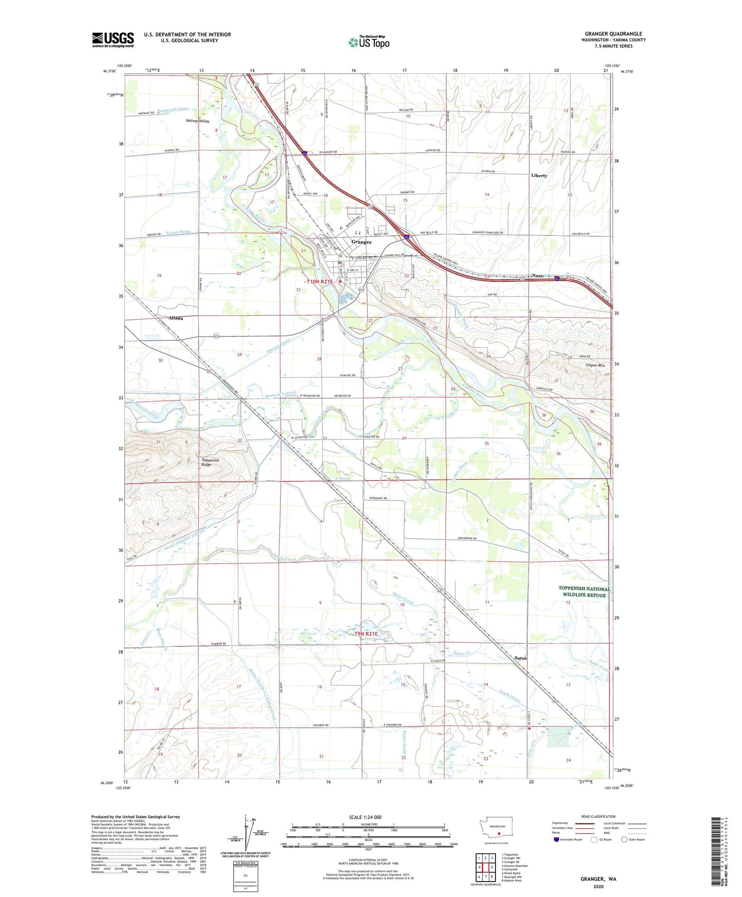 Granger Washington US Topo Map Image