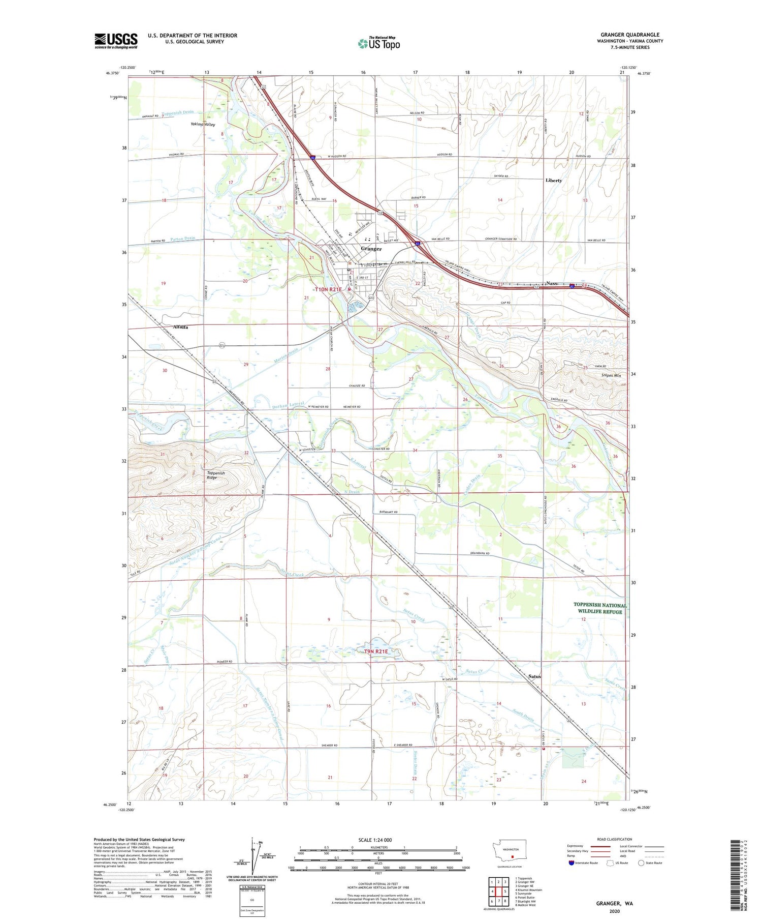 Granger Washington US Topo Map Image
