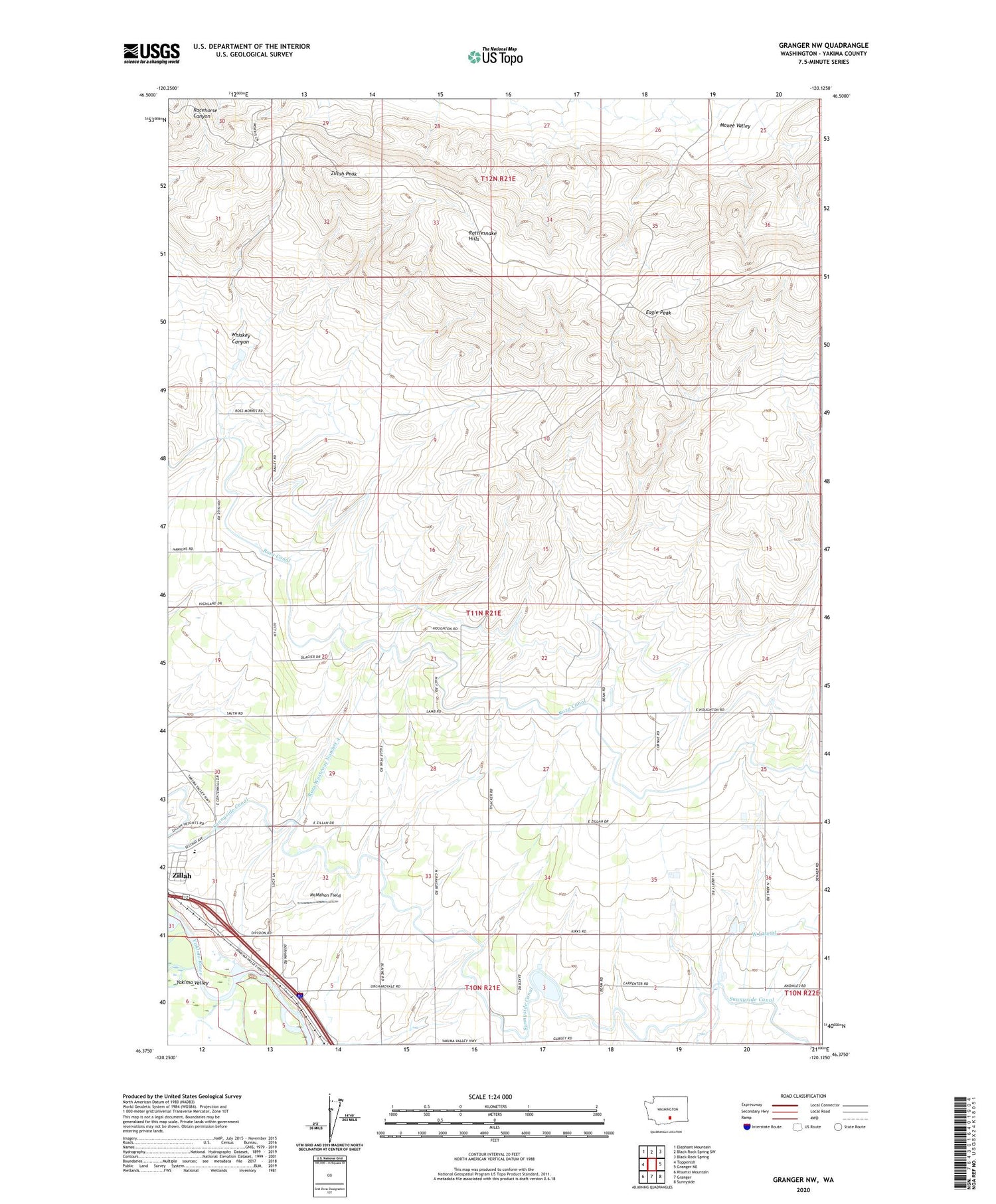 Granger NW Washington US Topo Map Image