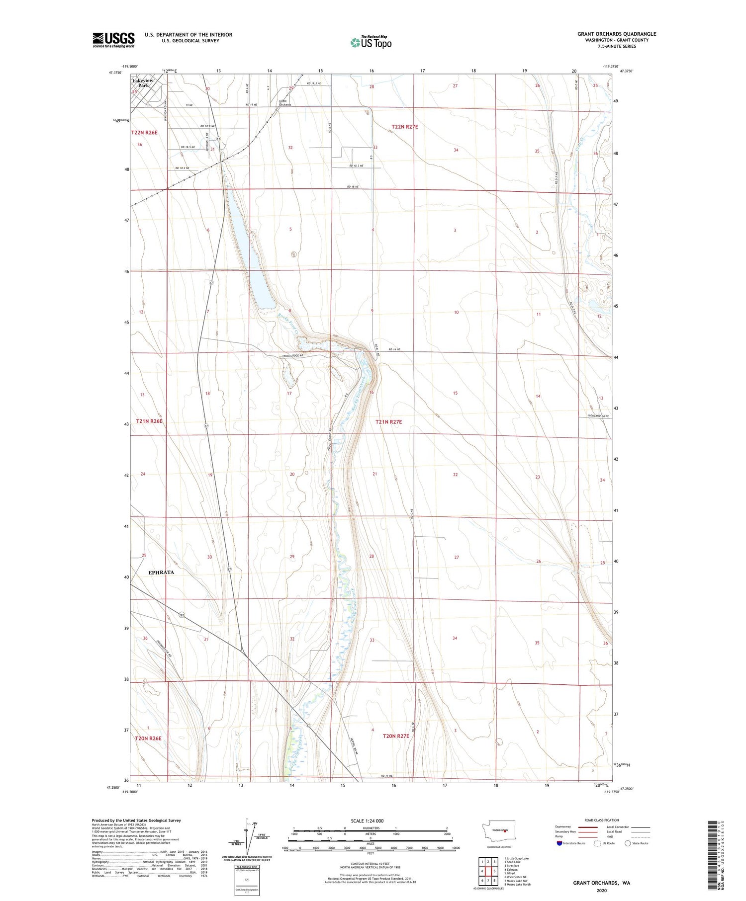 Grant Orchards Washington US Topo Map Image