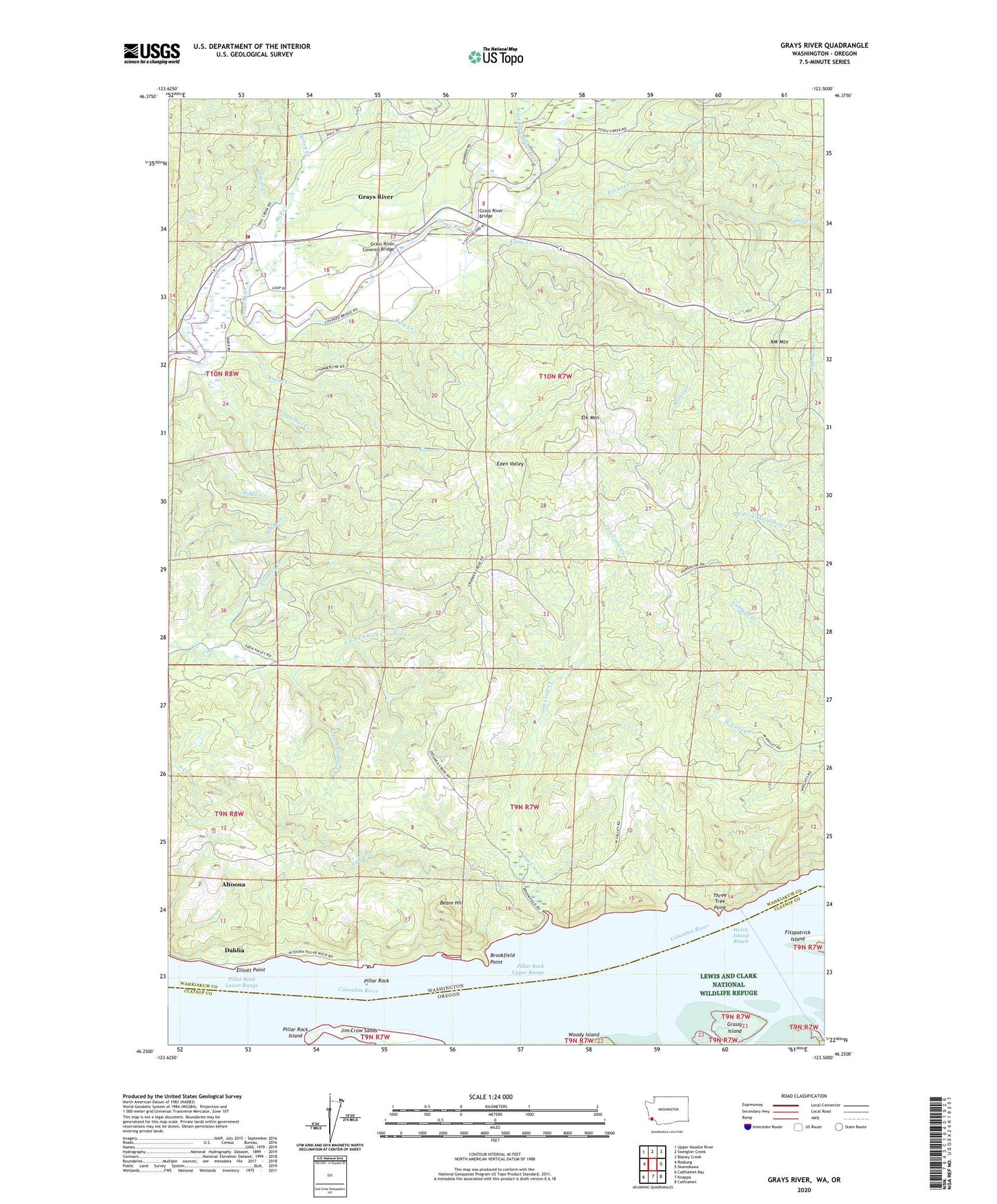 Grays River Washington US Topo Map Image