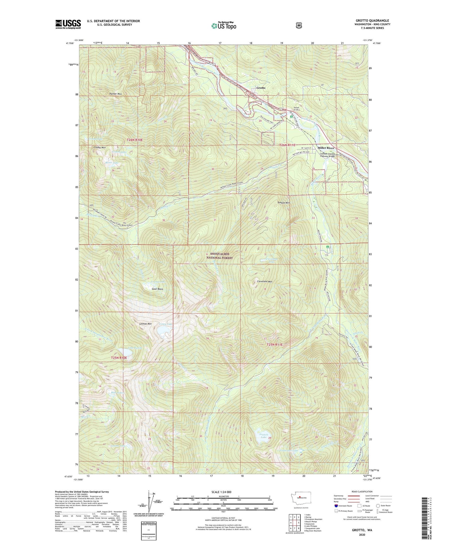 Grotto Washington US Topo Map Image