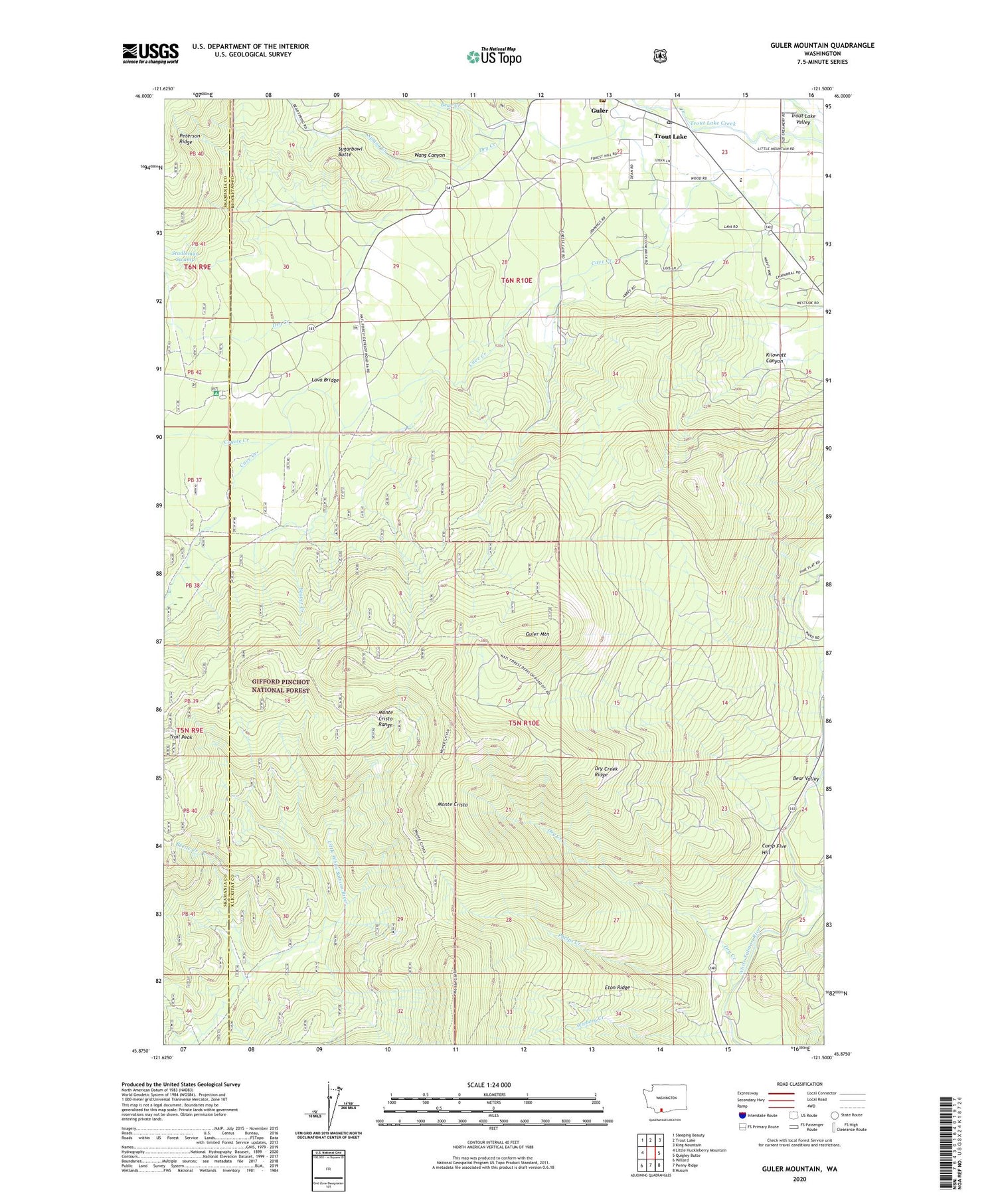 Guler Mountain Washington US Topo Map Image