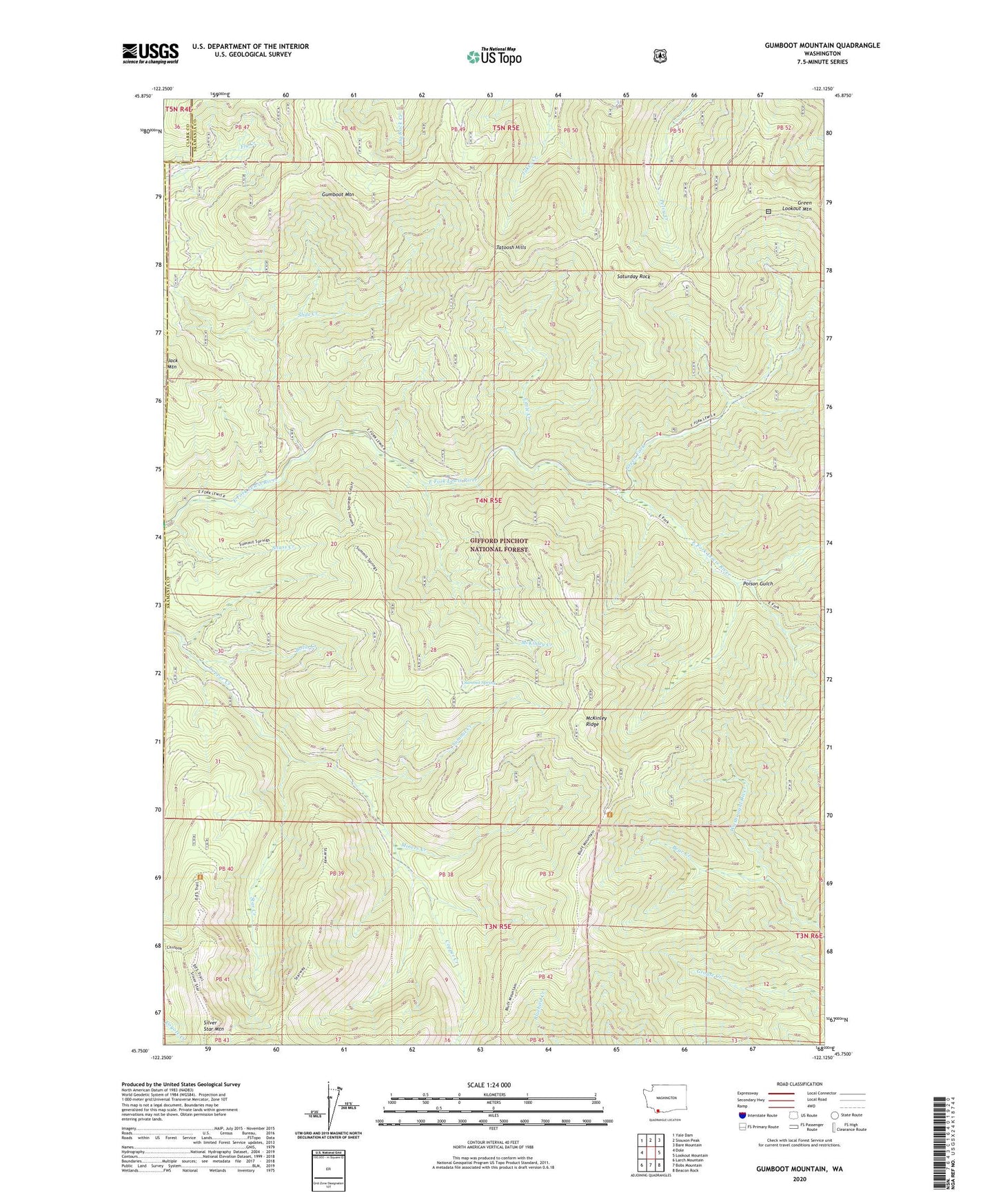 Gumboot Mountain Washington US Topo Map Image