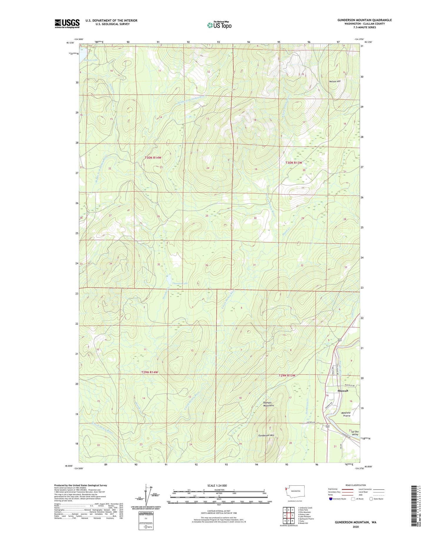 Gunderson Mountain Washington US Topo Map Image
