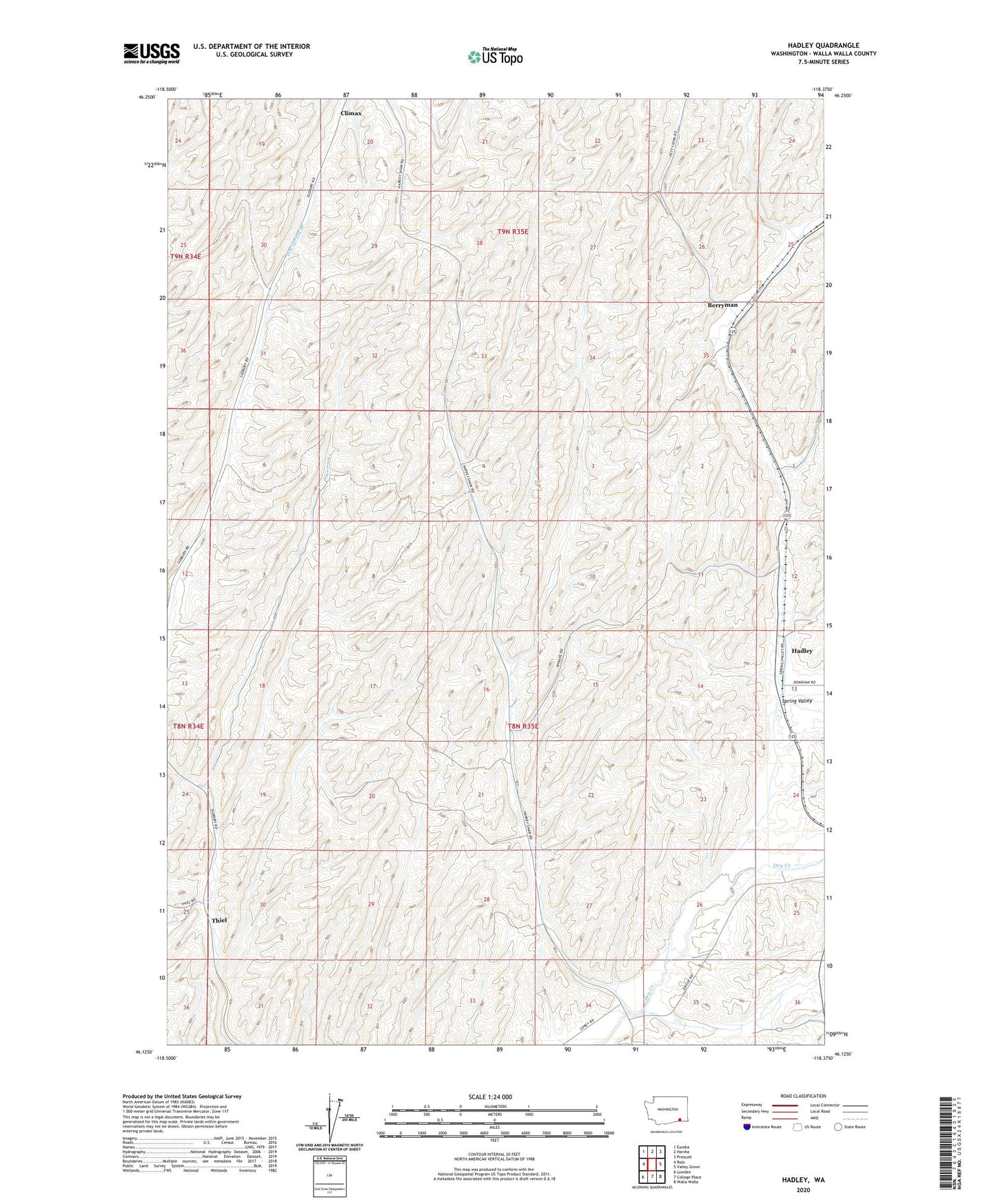 Hadley Washington US Topo Map Image
