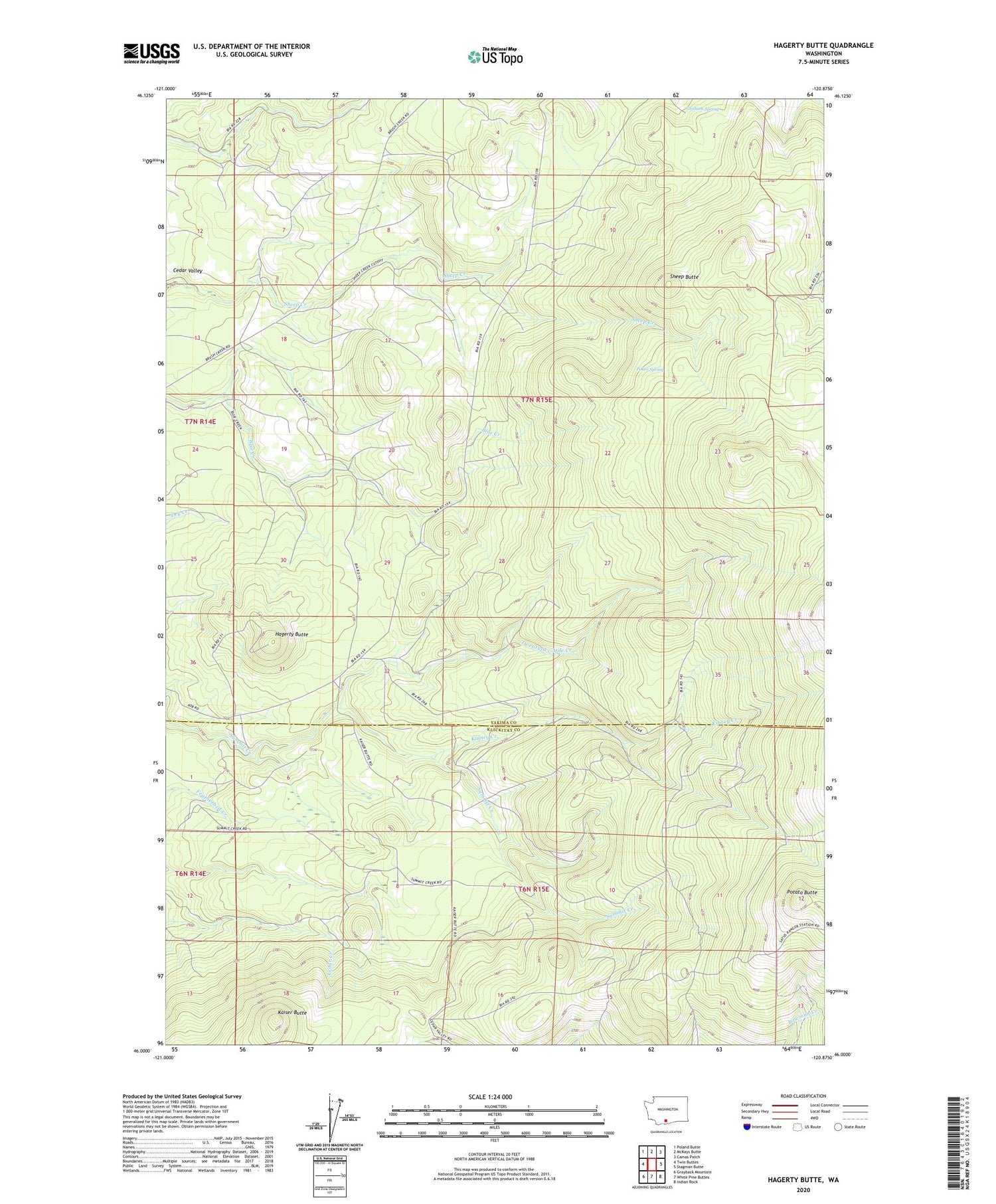 Hagerty Butte Washington US Topo Map Image
