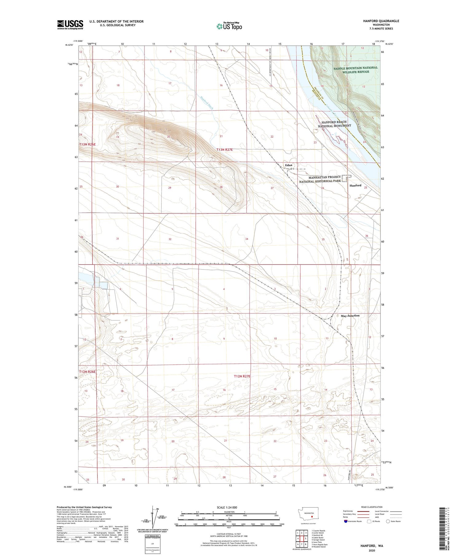 Hanford Washington US Topo Map Image