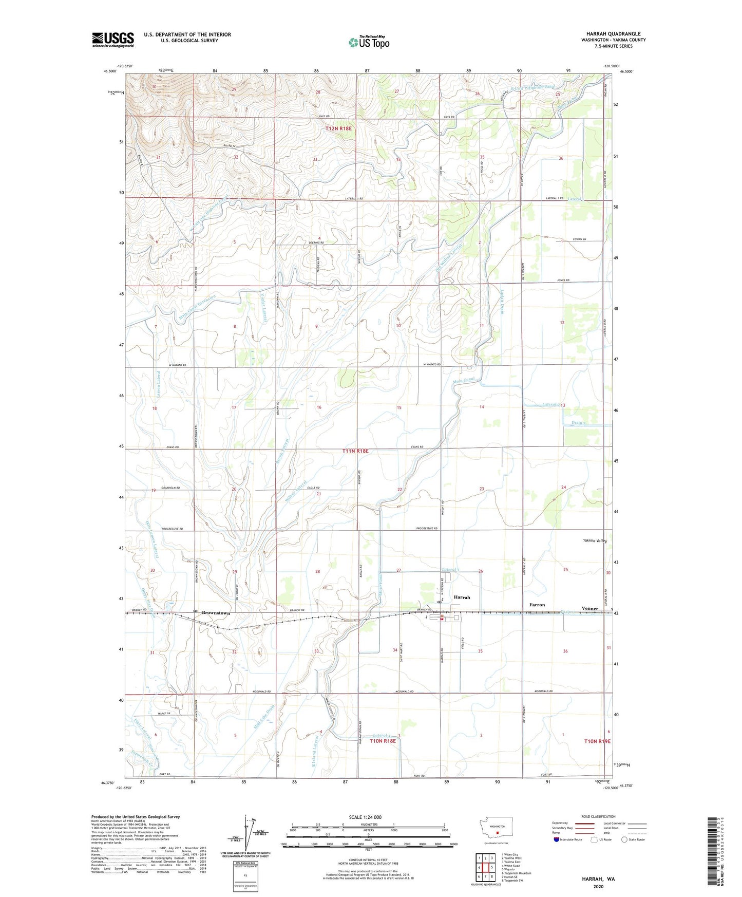 Harrah Washington US Topo Map Image