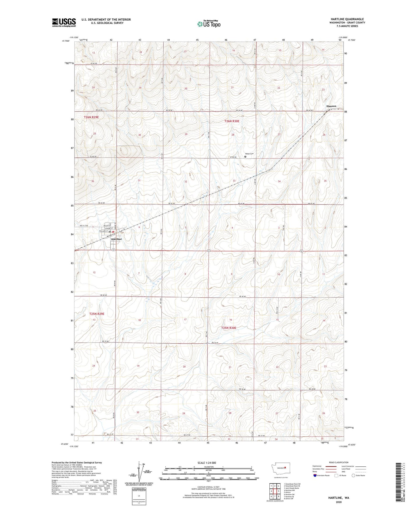 Hartline Washington US Topo Map Image