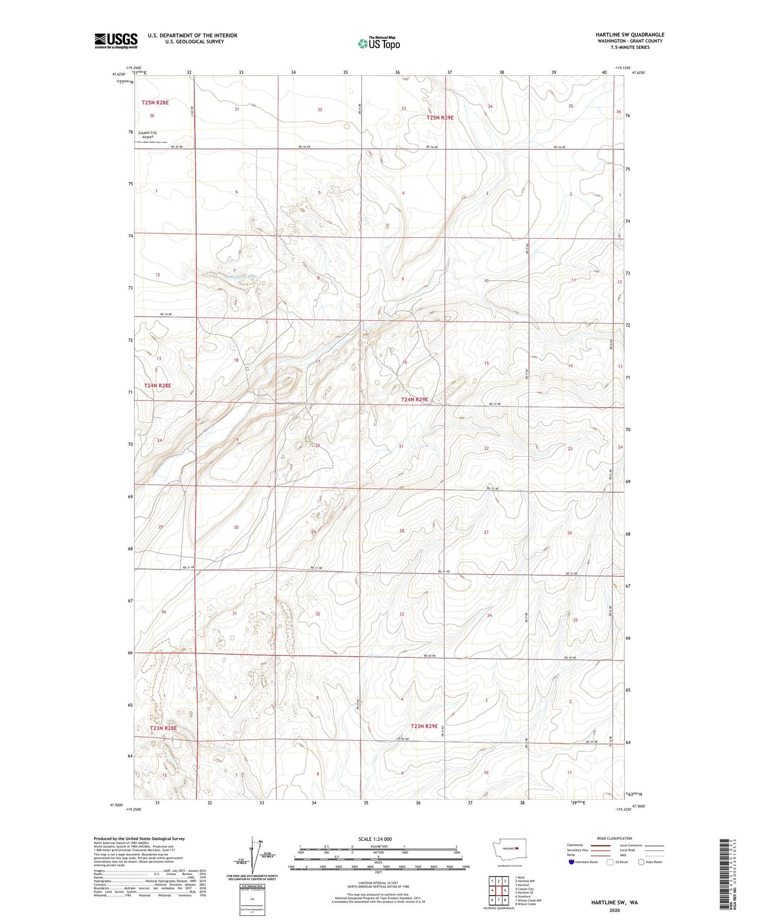 Hartline SW Washington US Topo Map Image