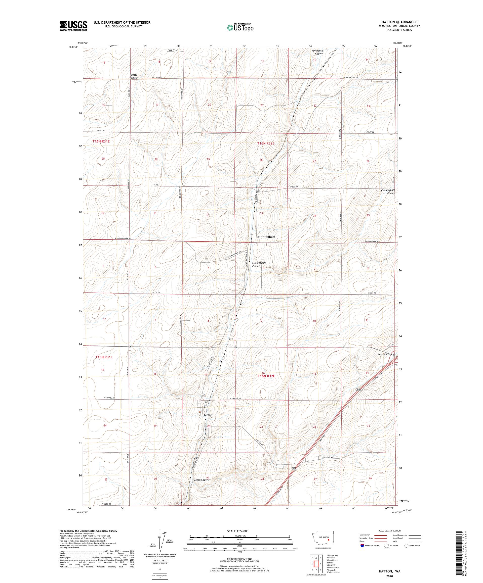 Hatton Washington US Topo Map – MyTopo Map Store