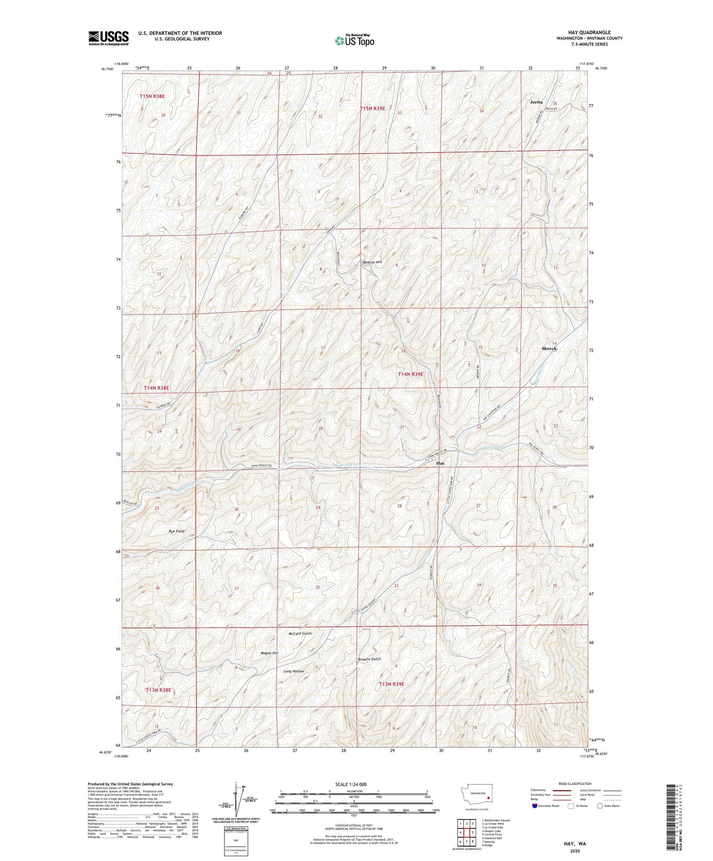 Hay Washington US Topo Map Image