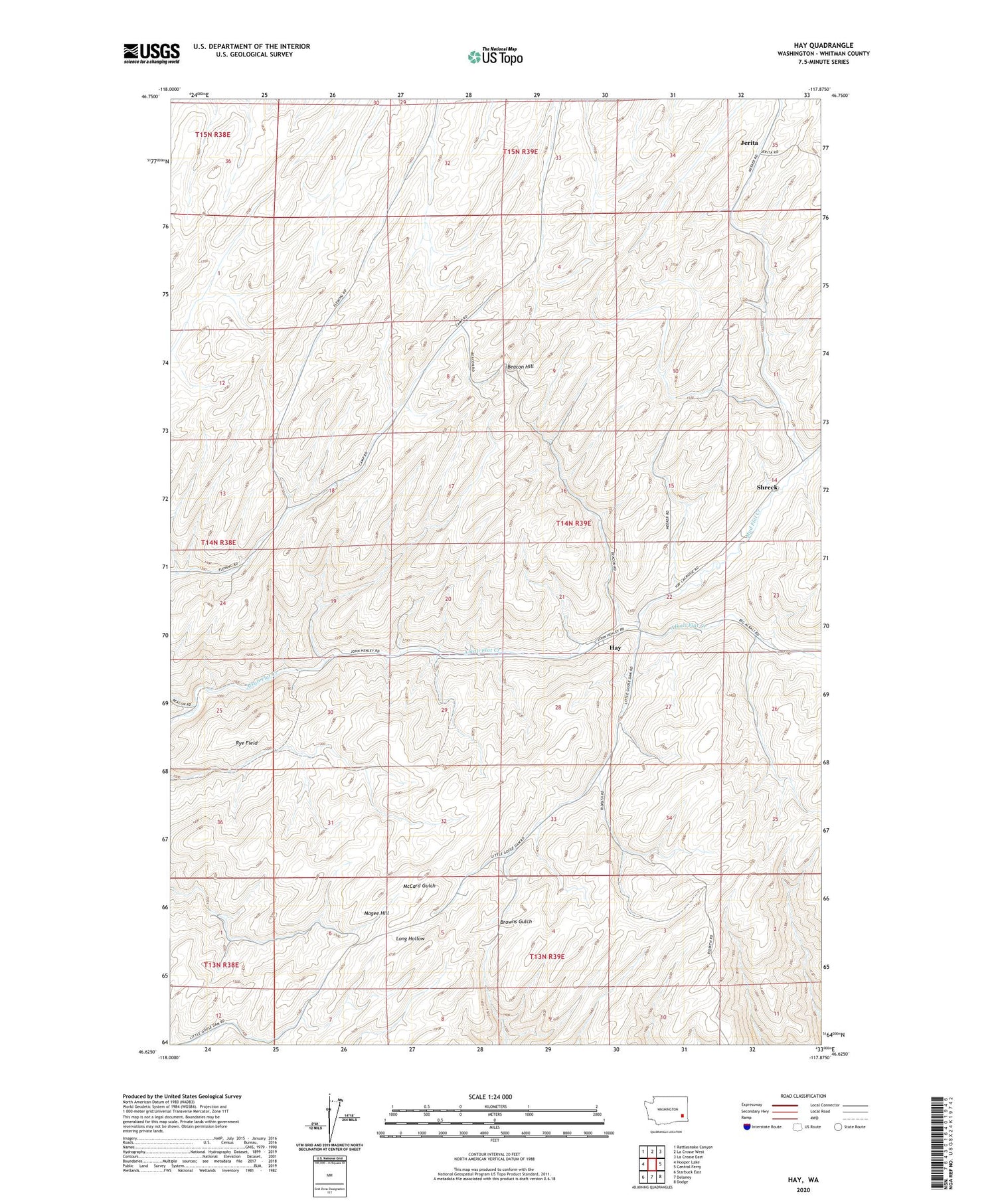 Hay Washington US Topo Map Image
