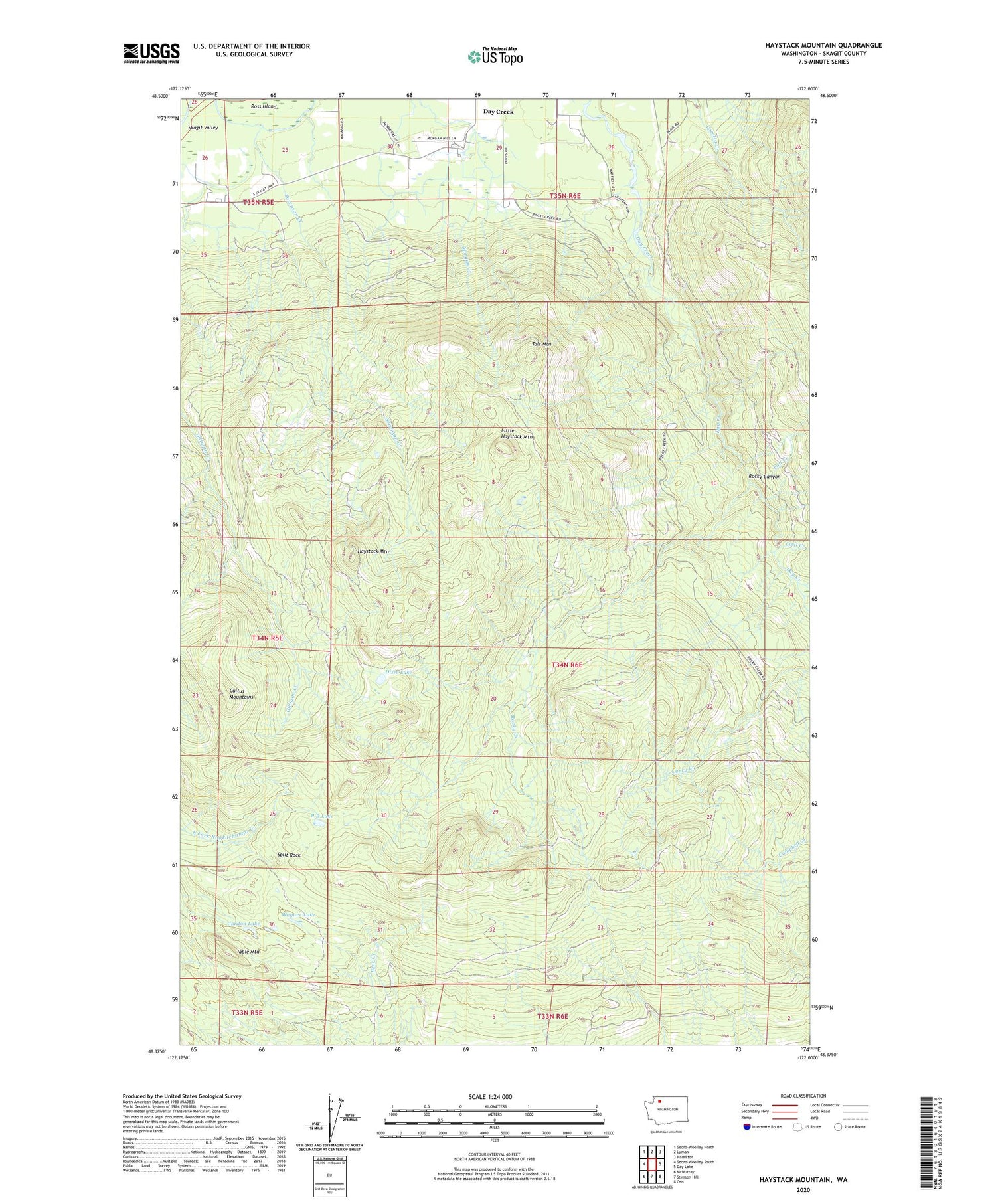 Haystack Mountain Washington US Topo Map Image