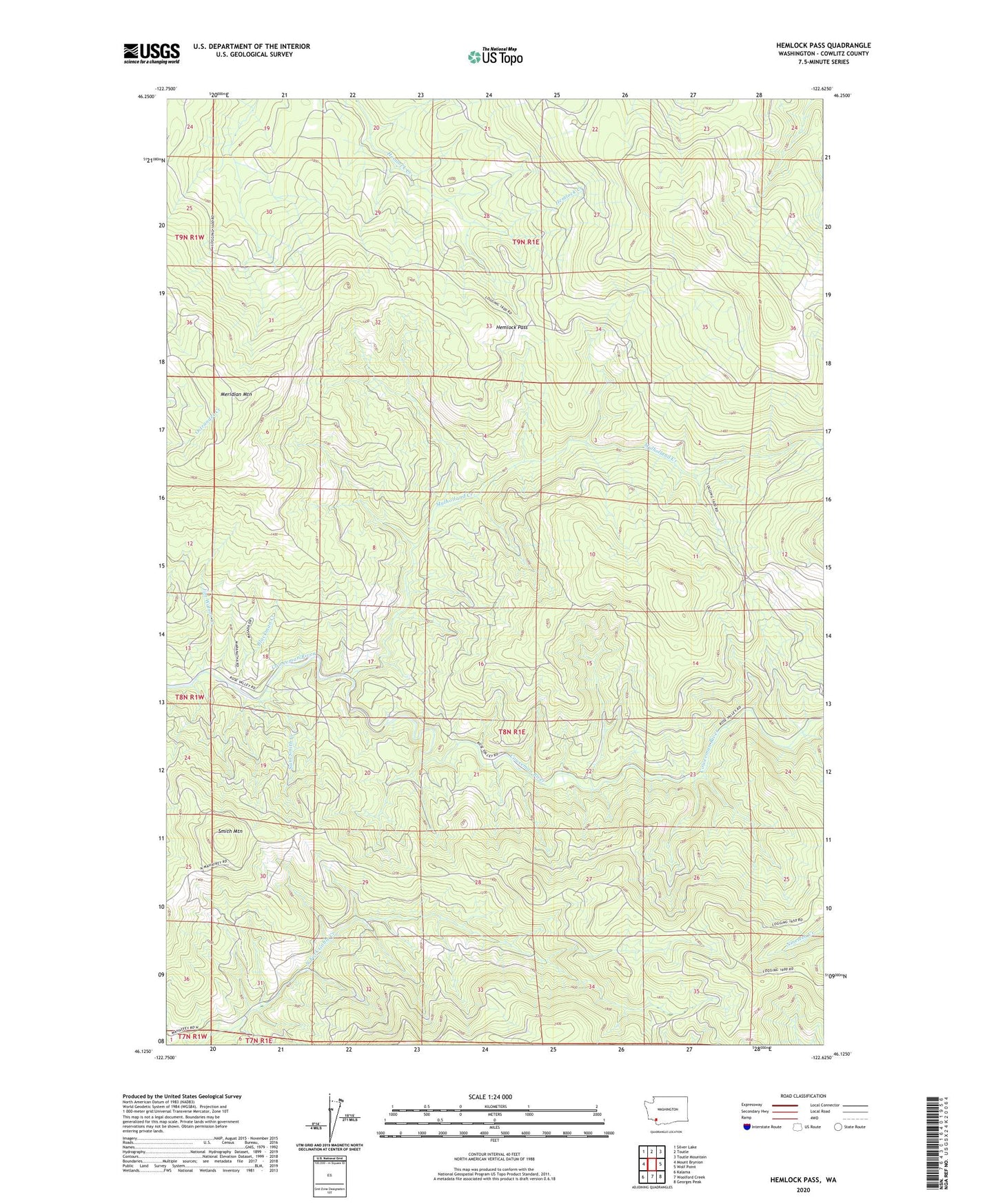 Hemlock Pass Washington US Topo Map Image