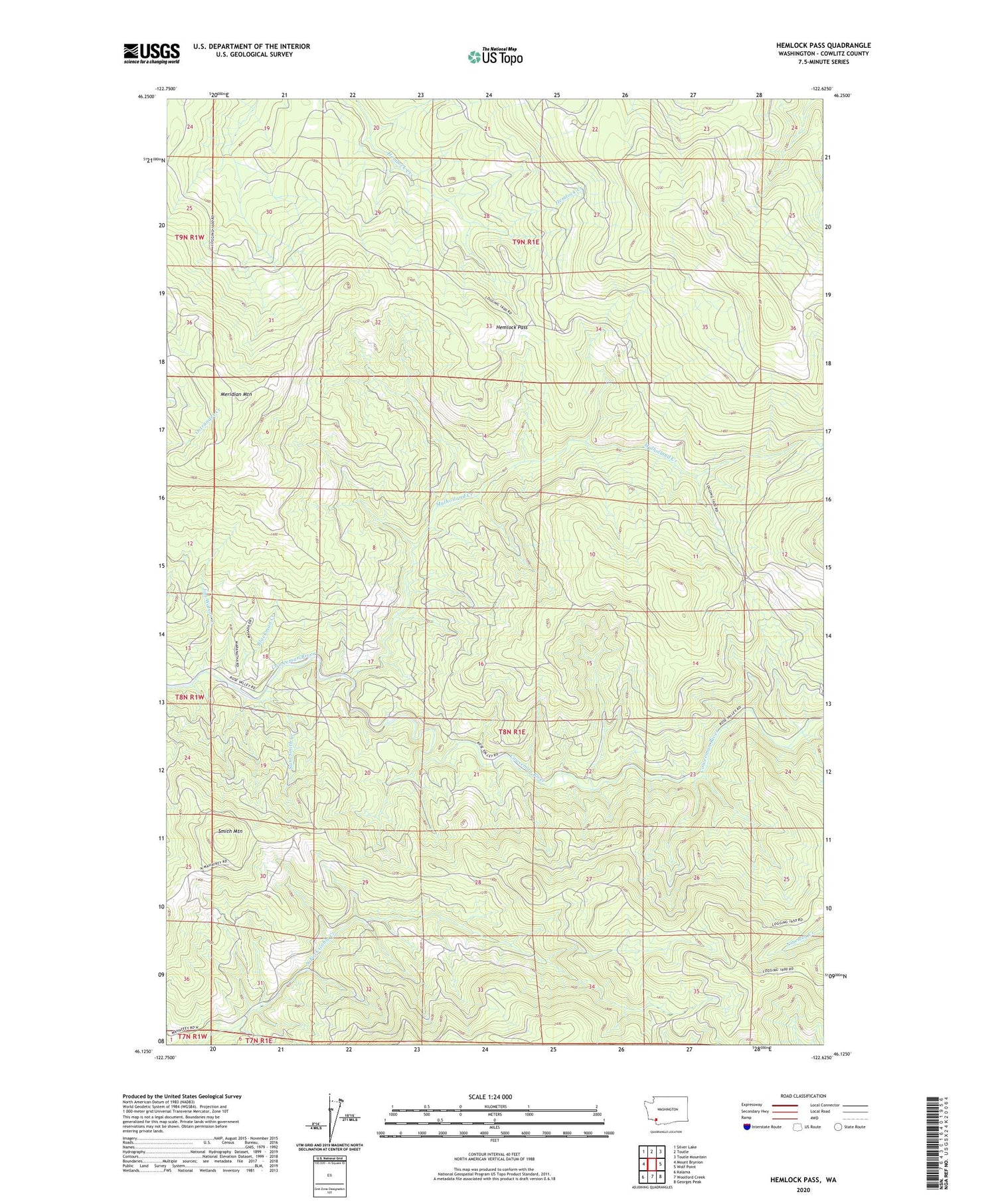 Hemlock Pass Washington US Topo Map Image