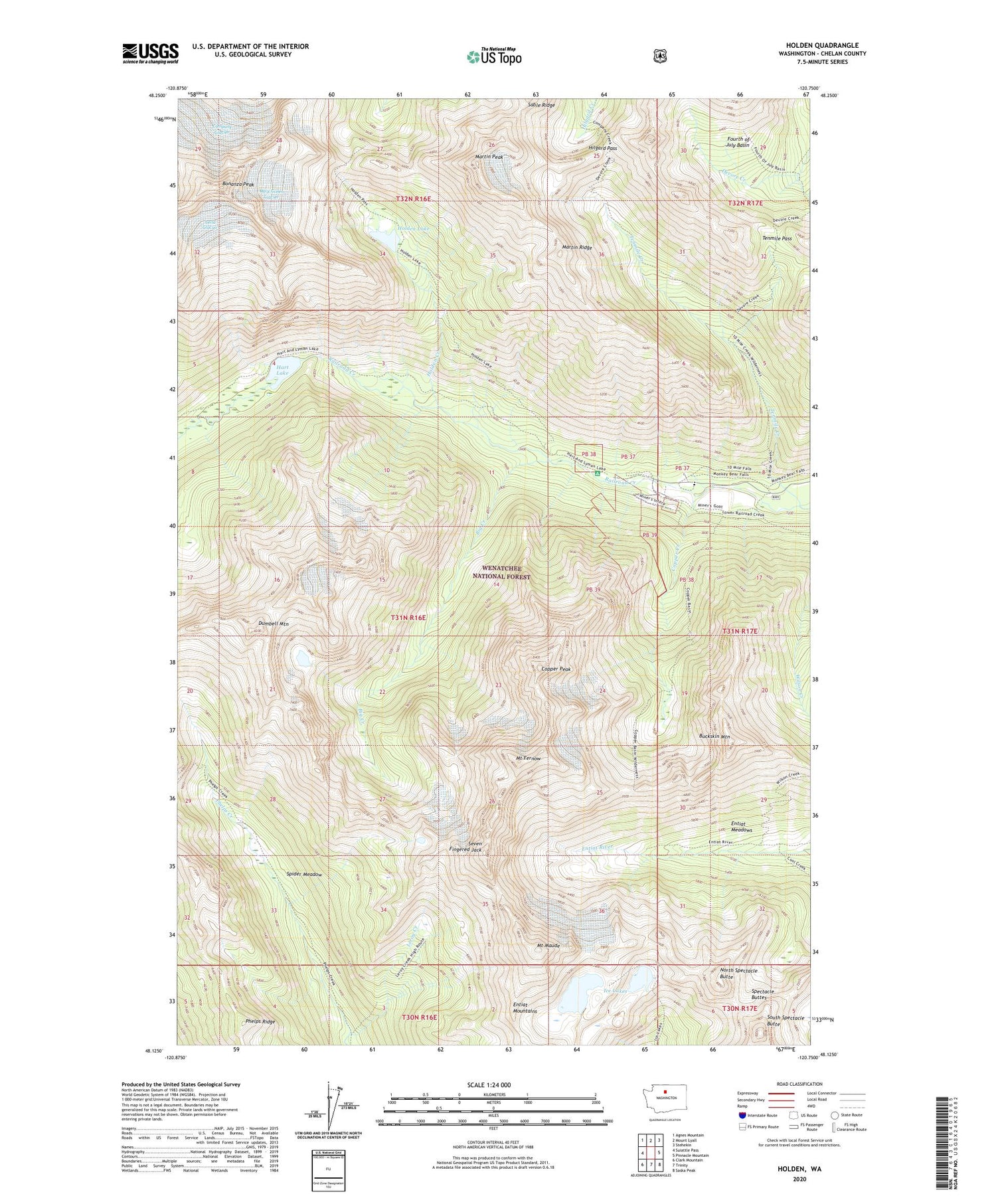 Holden Washington US Topo Map Image