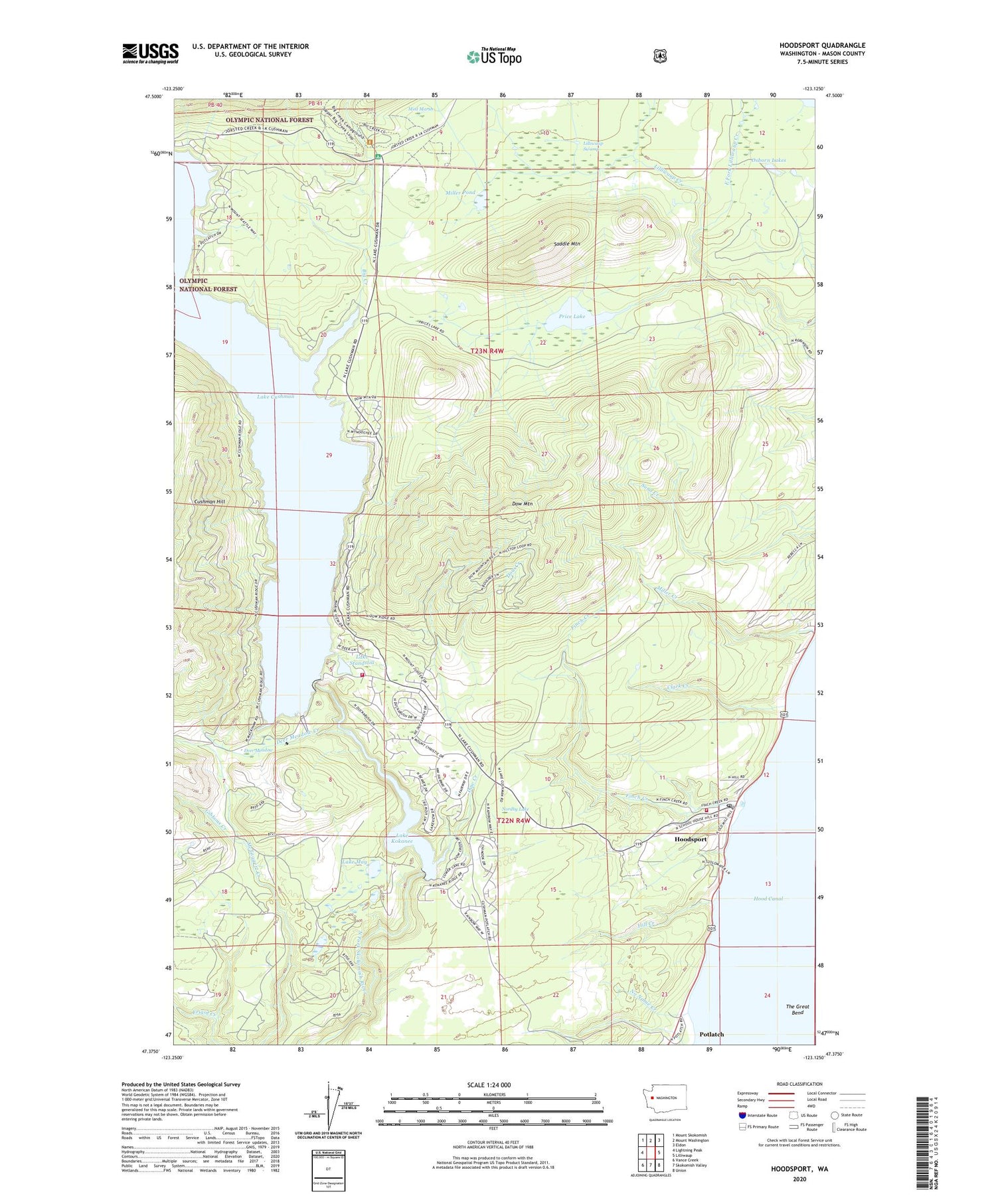 Hoodsport Washington US Topo Map Image