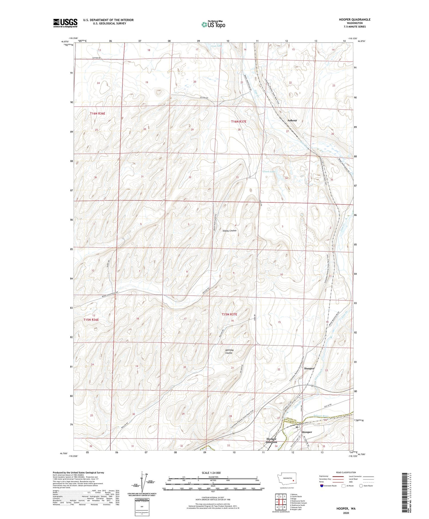 Hooper Washington US Topo Map Image