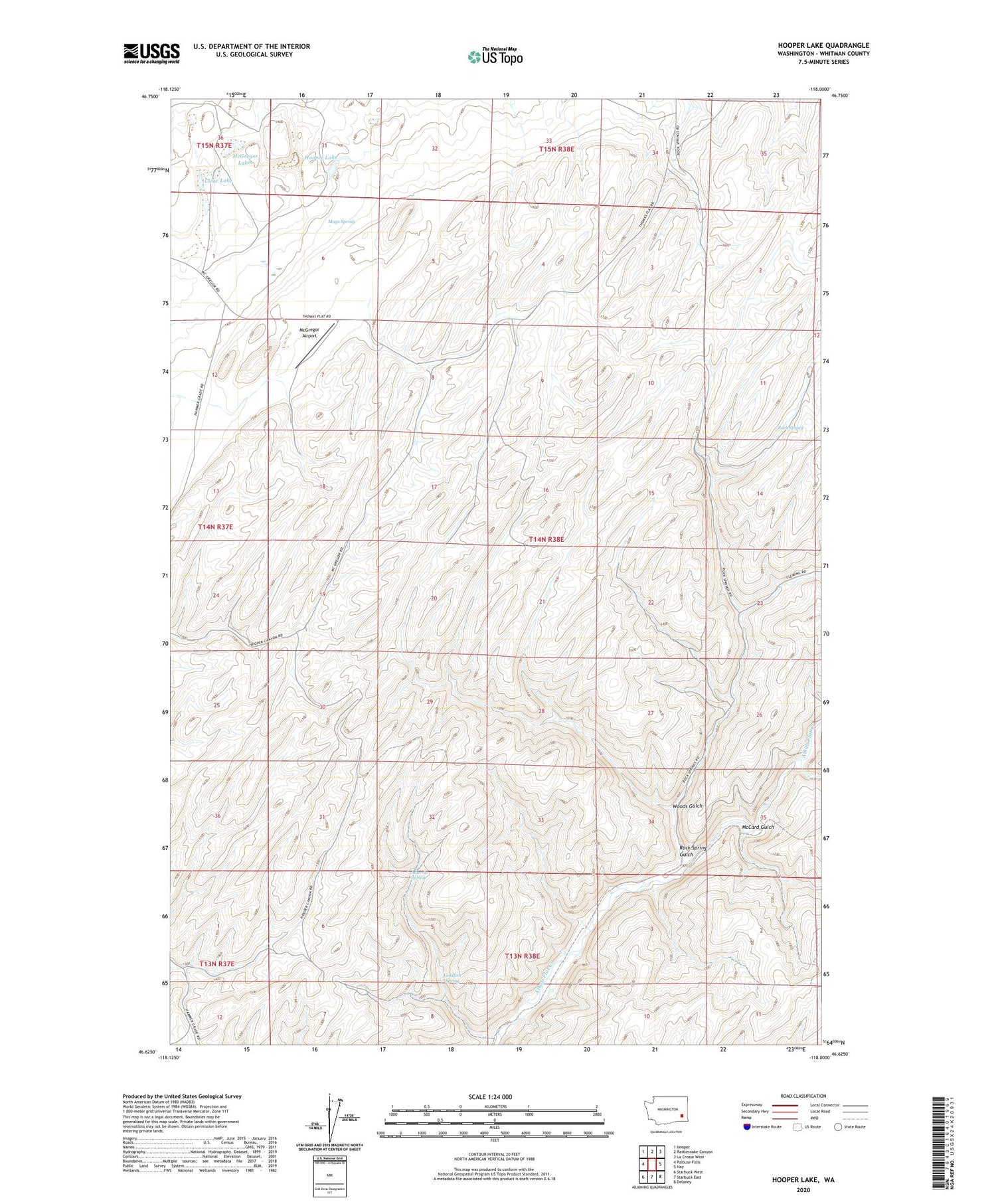 Hooper Lake Washington US Topo Map Image