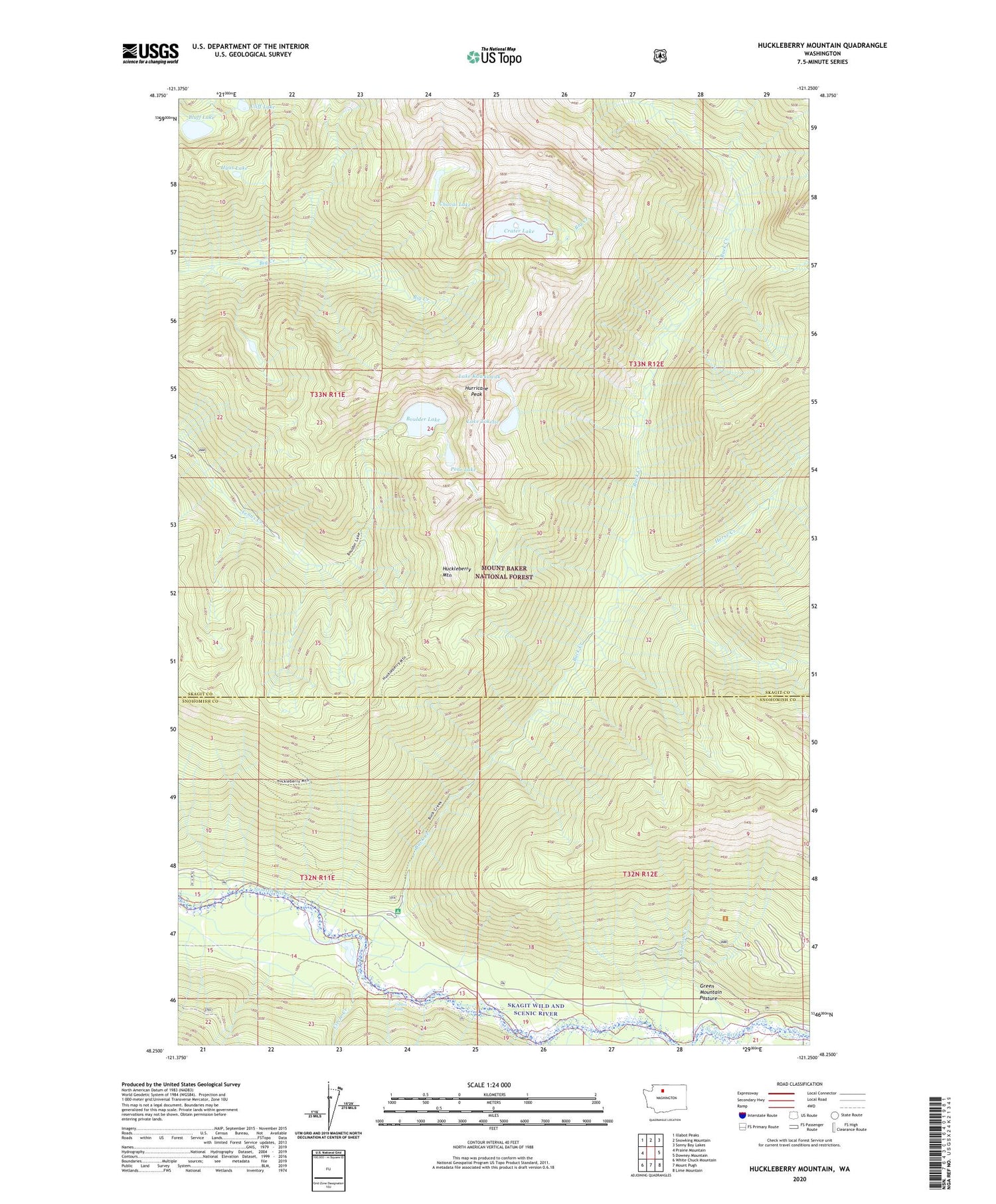 Huckleberry Mountain Washington US Topo Map Image