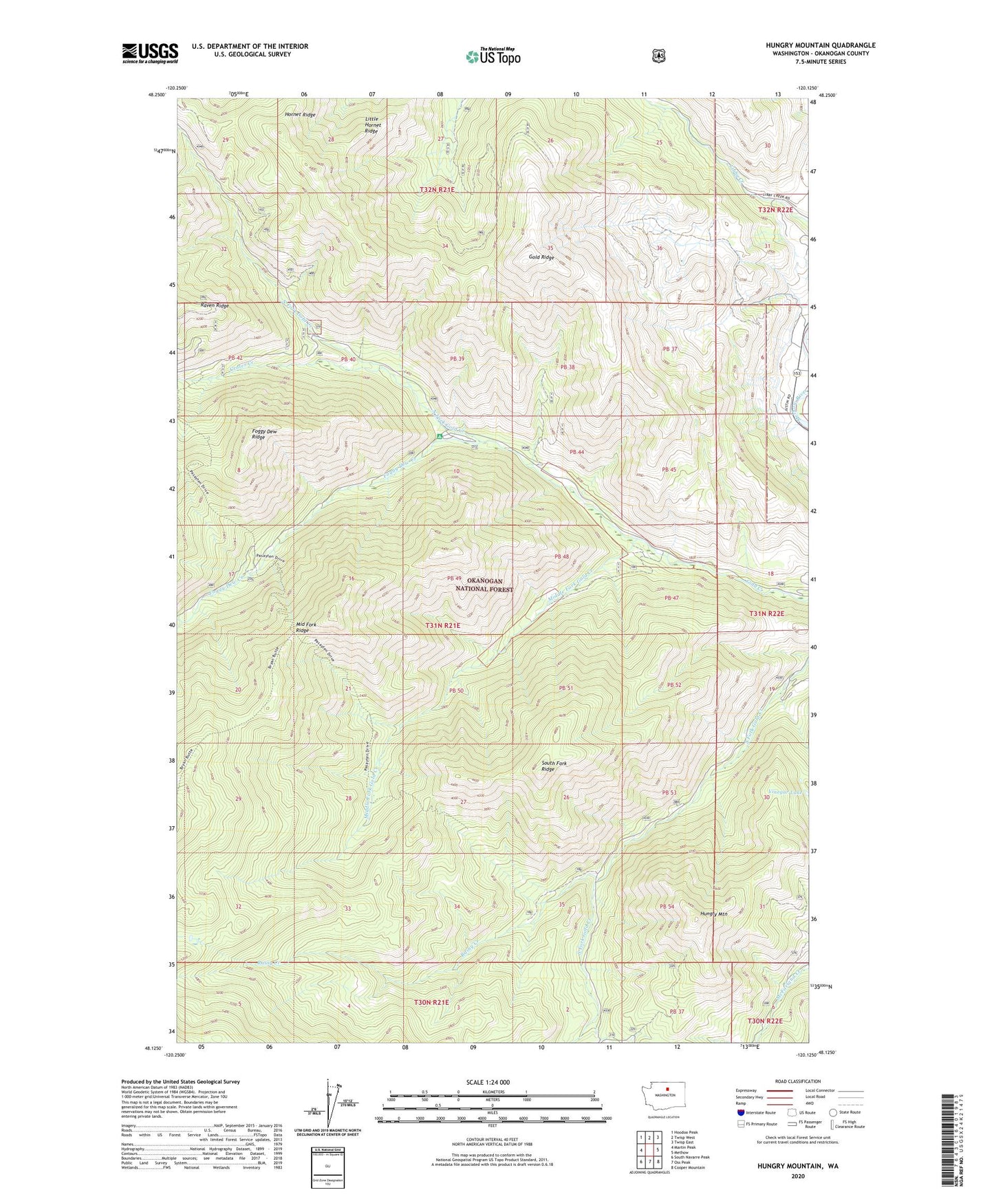 Hungry Mountain Washington US Topo Map Image