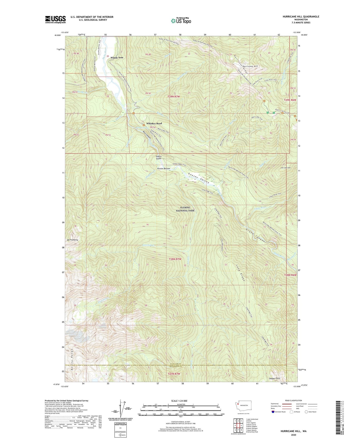 Hurricane Hill Washington US Topo Map Image