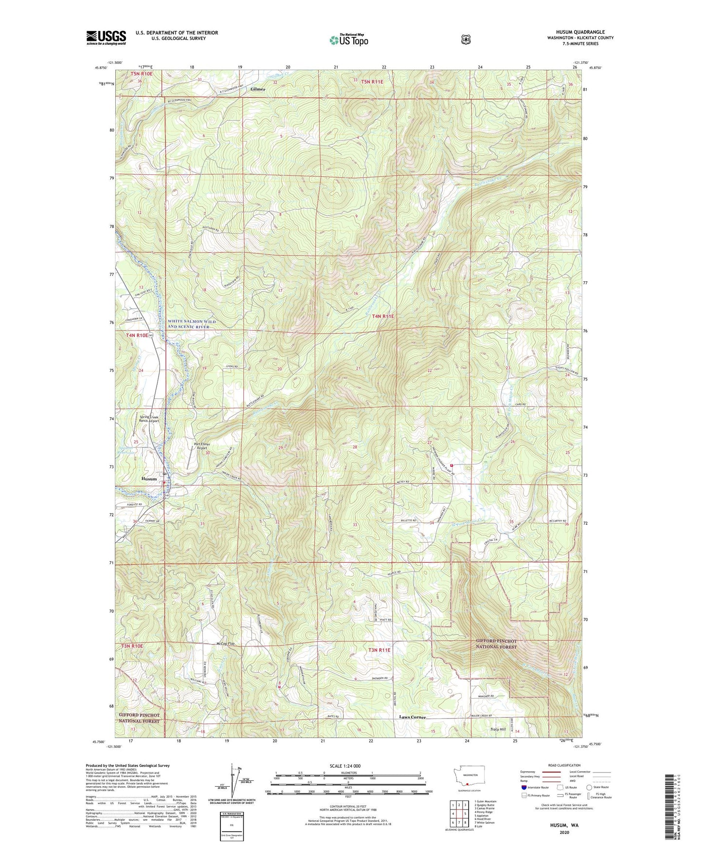 Husum Washington US Topo Map Image