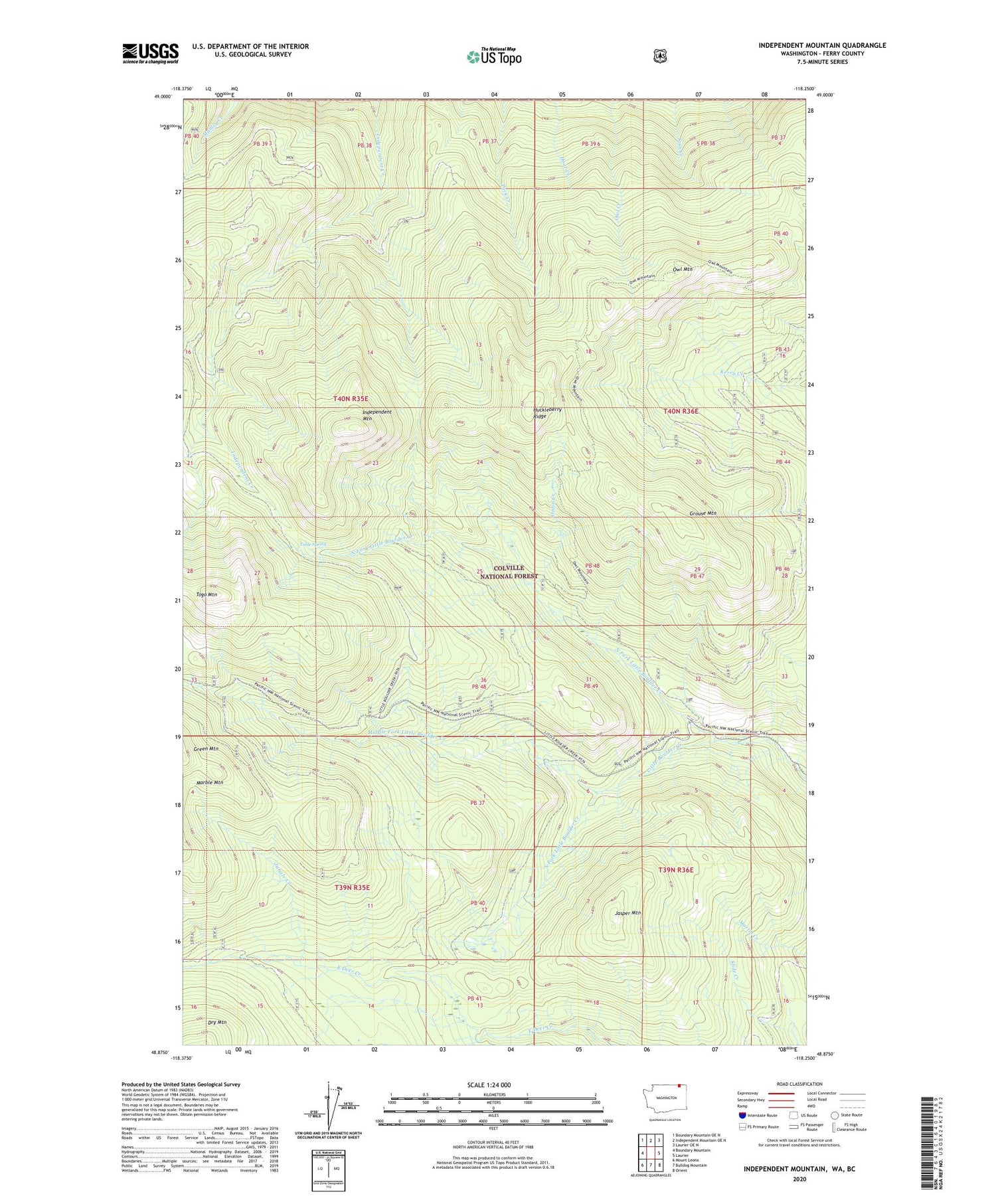 Independent Mountain Washington US Topo Map Image