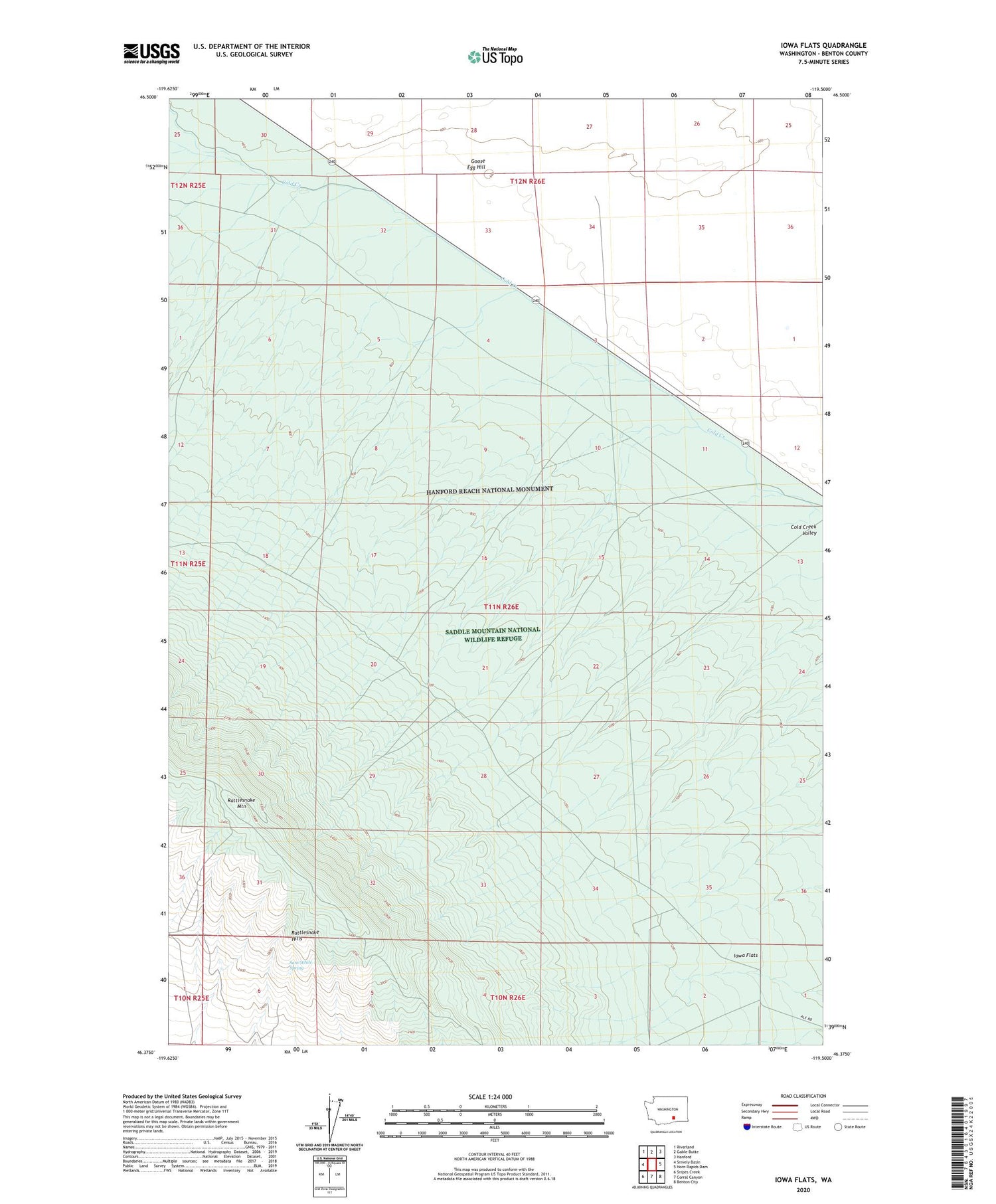 Iowa Flats Washington US Topo Map Image