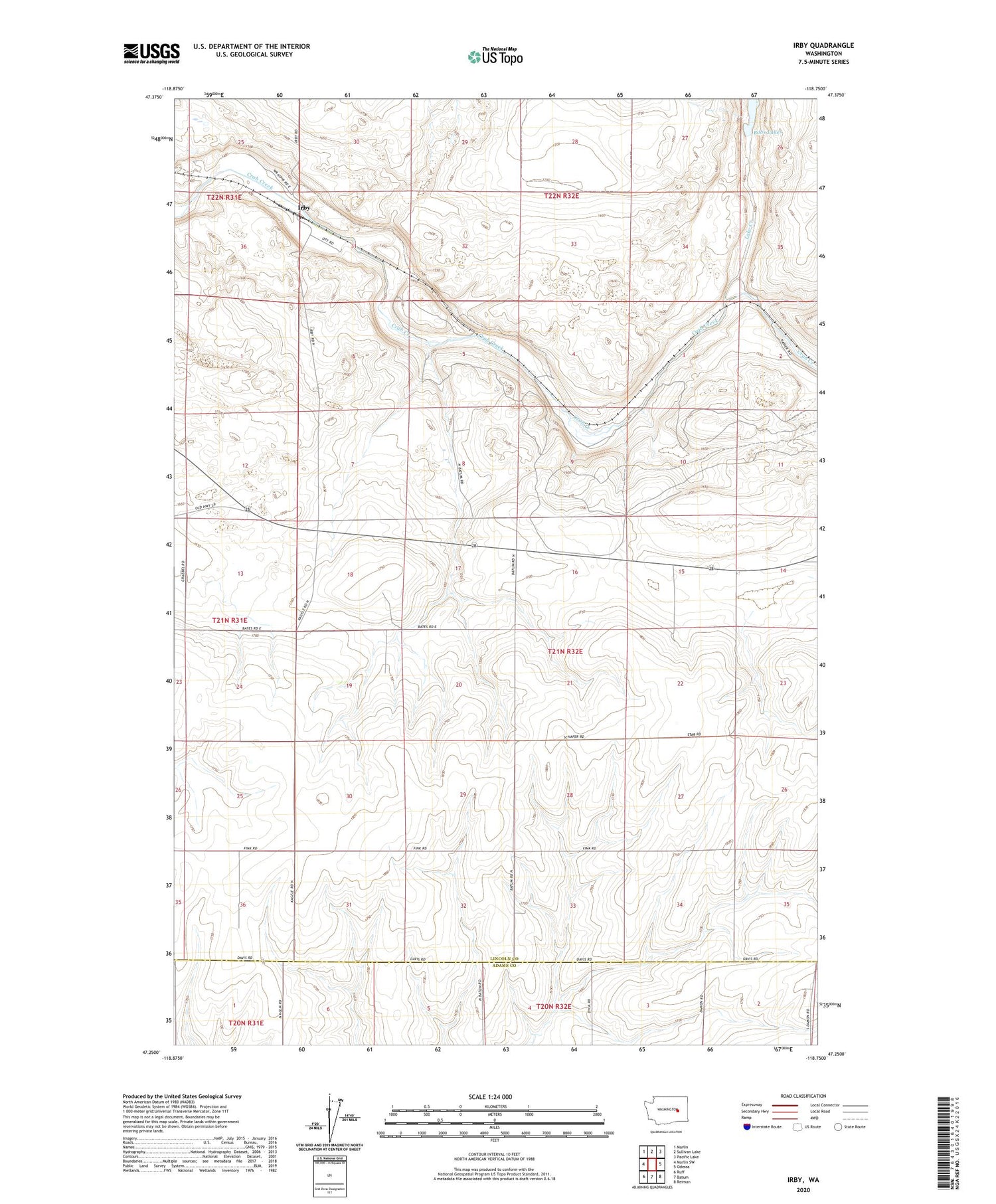 Irby Washington US Topo Map Image