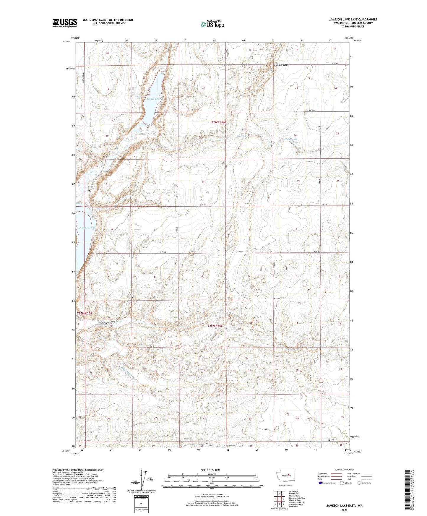 Jameson Lake East Washington US Topo Map Image