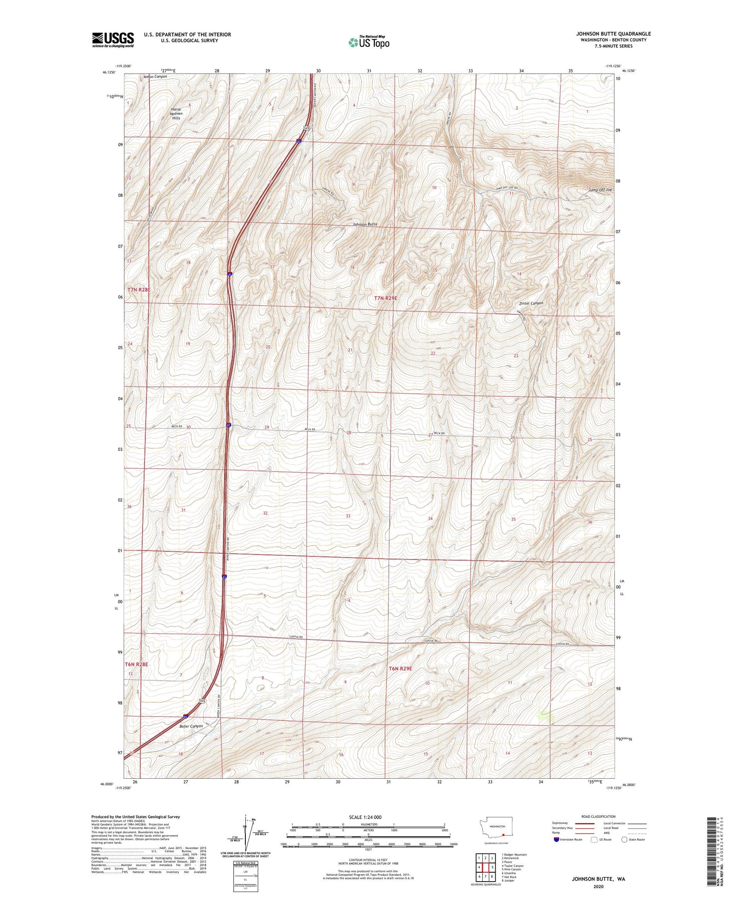 Johnson Butte Washington US Topo Map Image