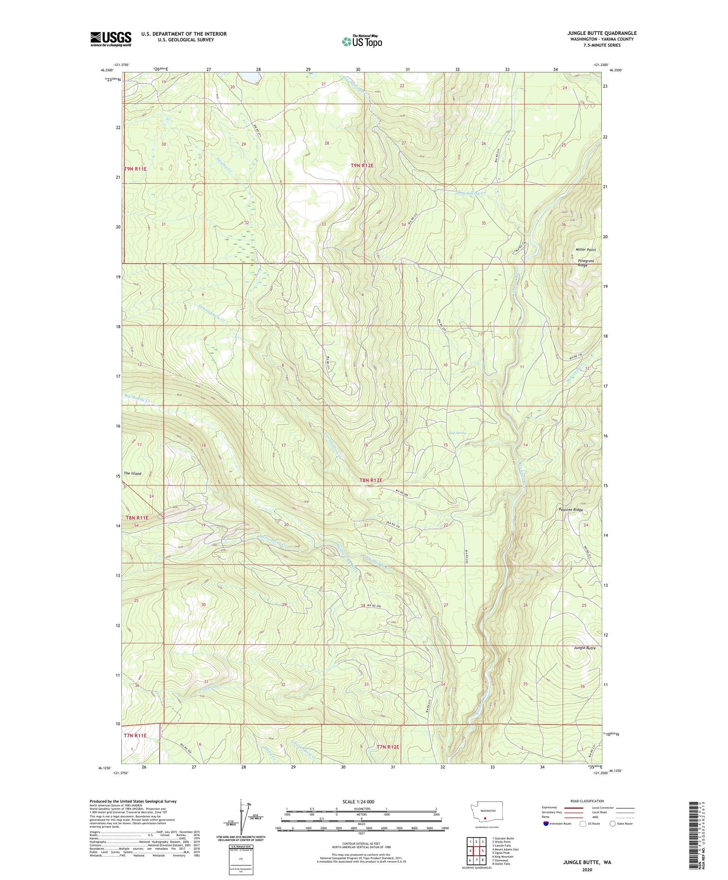 Jungle Butte Washington US Topo Map Image
