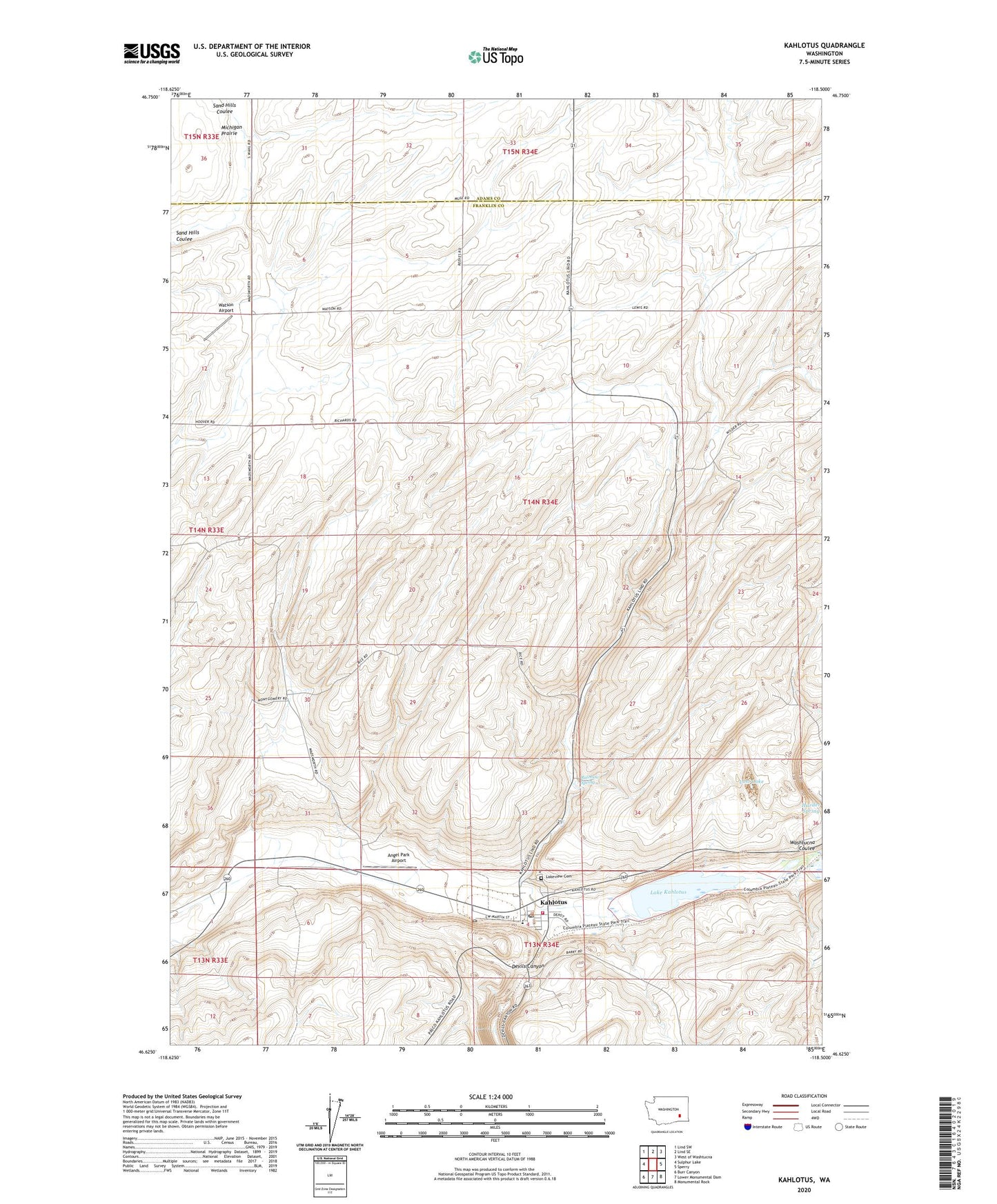 Kahlotus Washington US Topo Map Image
