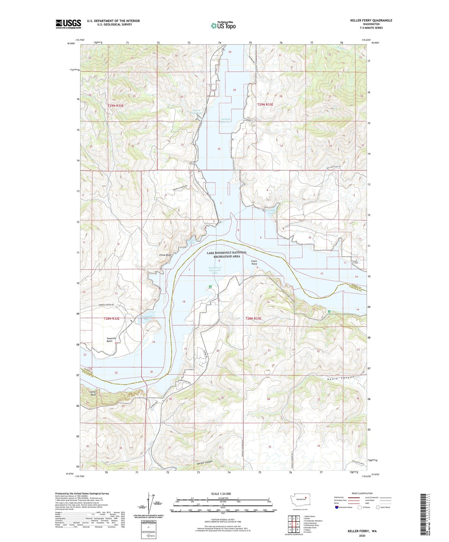 Keller Ferry Washington US Topo Map Image